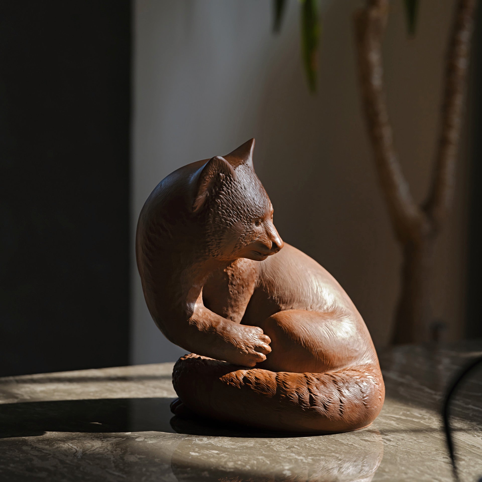Einzelfigur Roter Panda, Böttgersteinzeug, H 33 cm | Accessoires Meissen Böttgersteinzeug