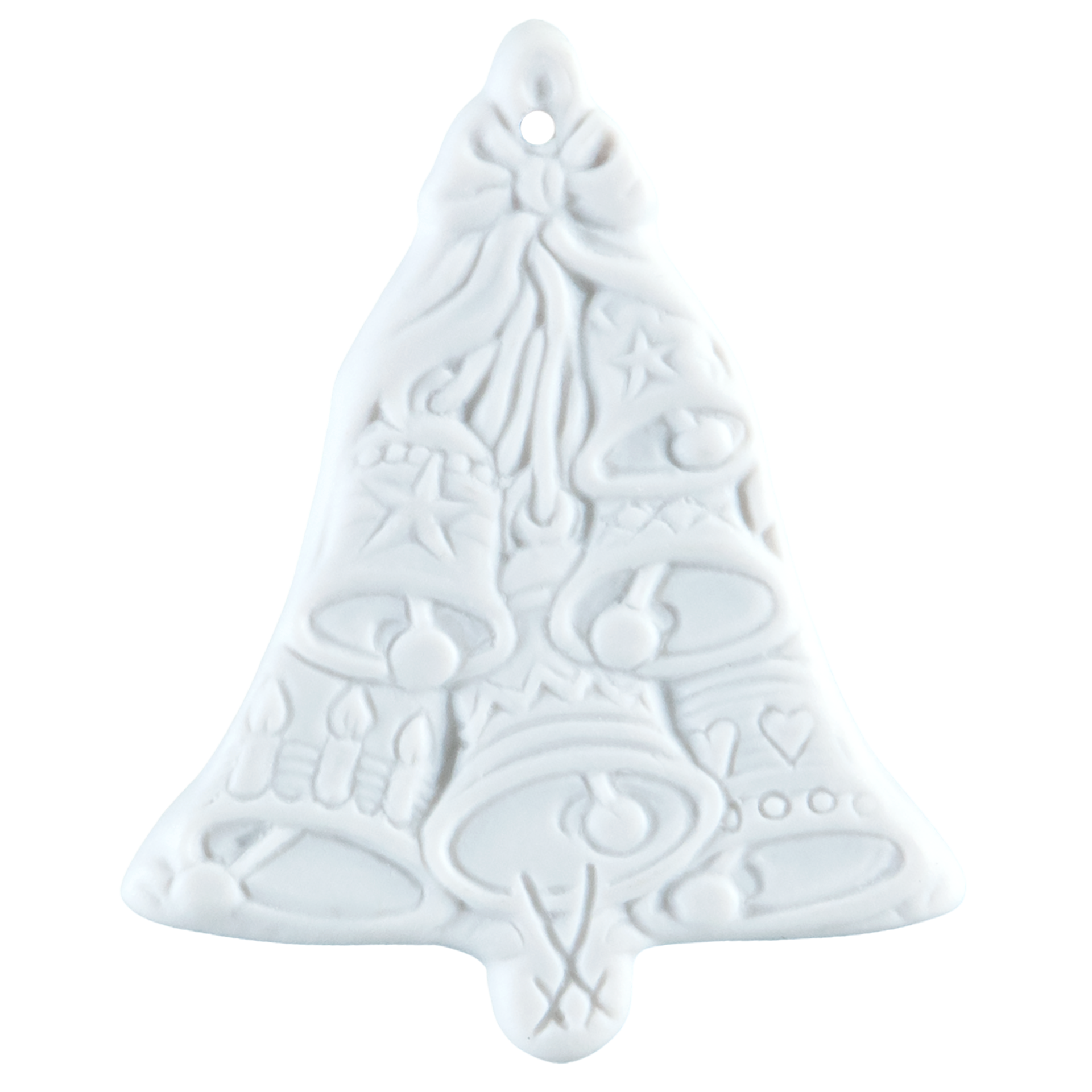 Glocke mit Kerzen, Medaillen, weiß, H 5 cm | Meissen Zweigschmuck Weihnachtskollektion