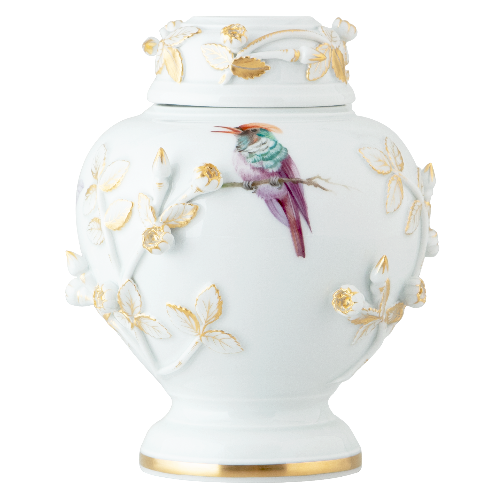 Dose "Kolibris im Blütenstrauch", Lim. 50, H 13,5 cm | Meissen Limited Edition