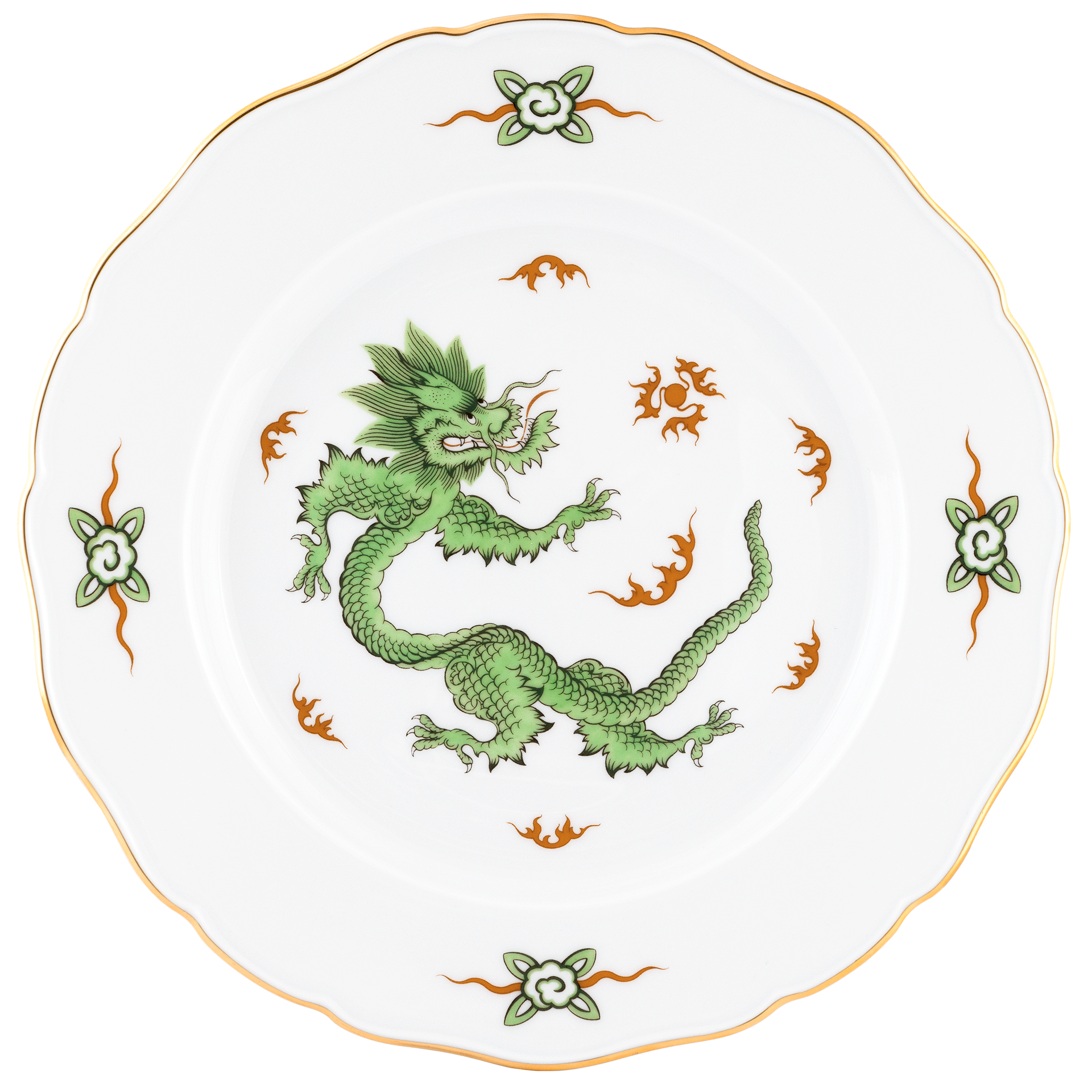 Speiseteller, Ming-Drache, grün, handausgemalt, Ø 25 cm | Meissen Neuer Ausschnitt