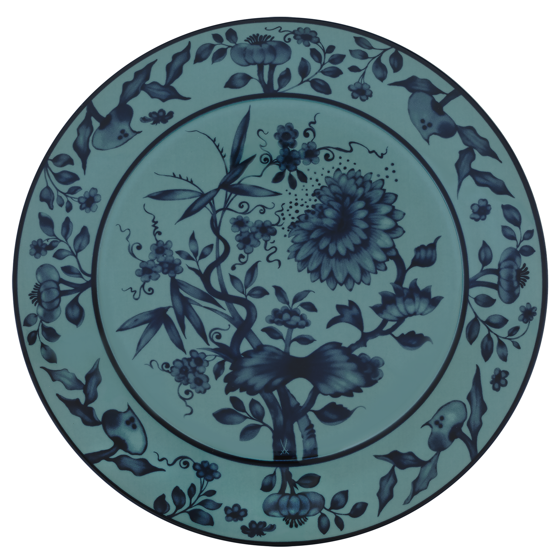 Platzteller petrol Ø 33 cm | Meissen No.41 Zwiebelmuster