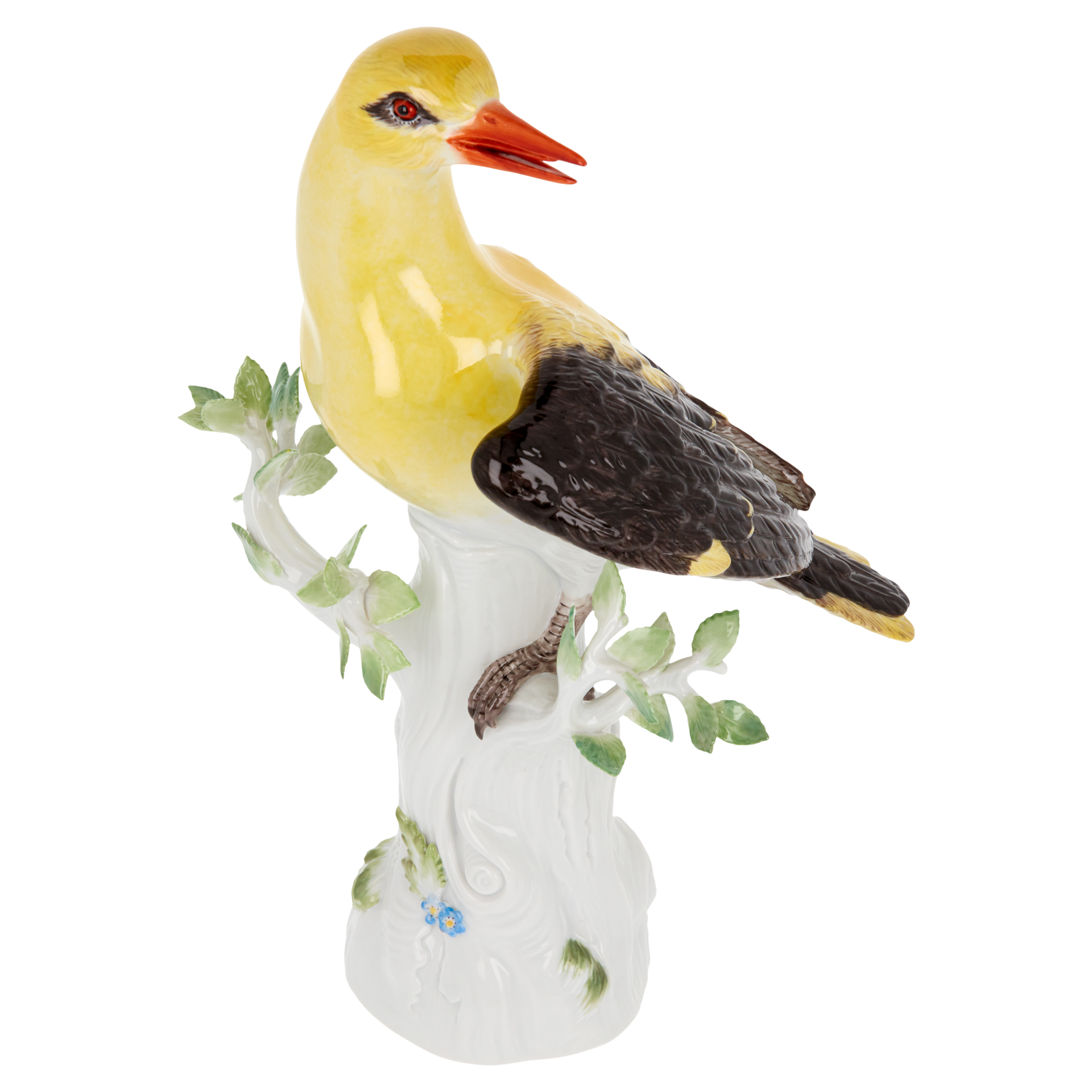 Einzelfigur Pirol am Stamm, bunt staffiert, H 25 cm | Meissen Figuren Individuell