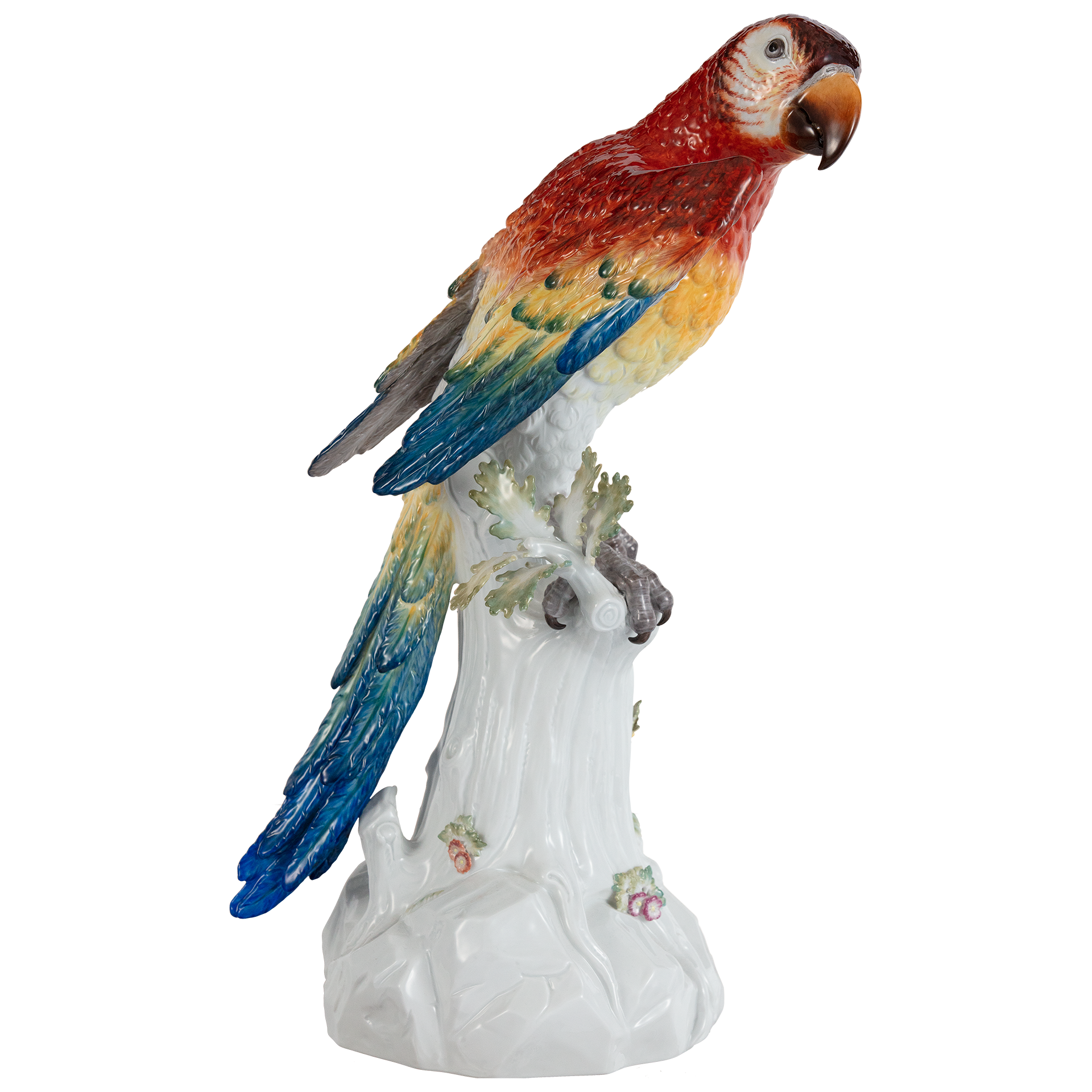 Einzelfigur Papagei, Bunt staffiert, H 42 cm | Meissen Figuren Individuell