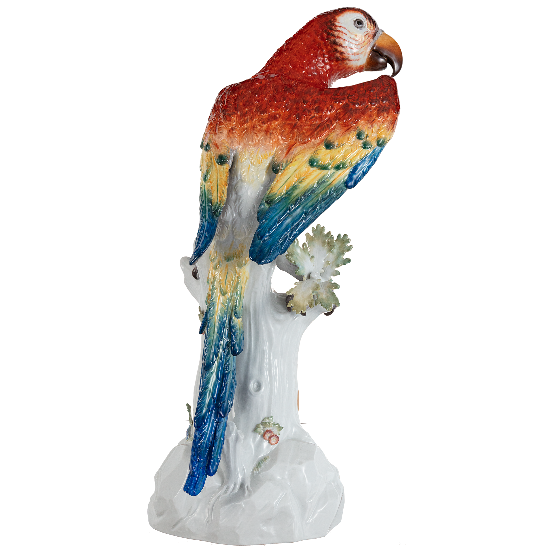 Einzelfigur Papagei, Bunt staffiert, H 42 cm | Meissen Figuren Individuell