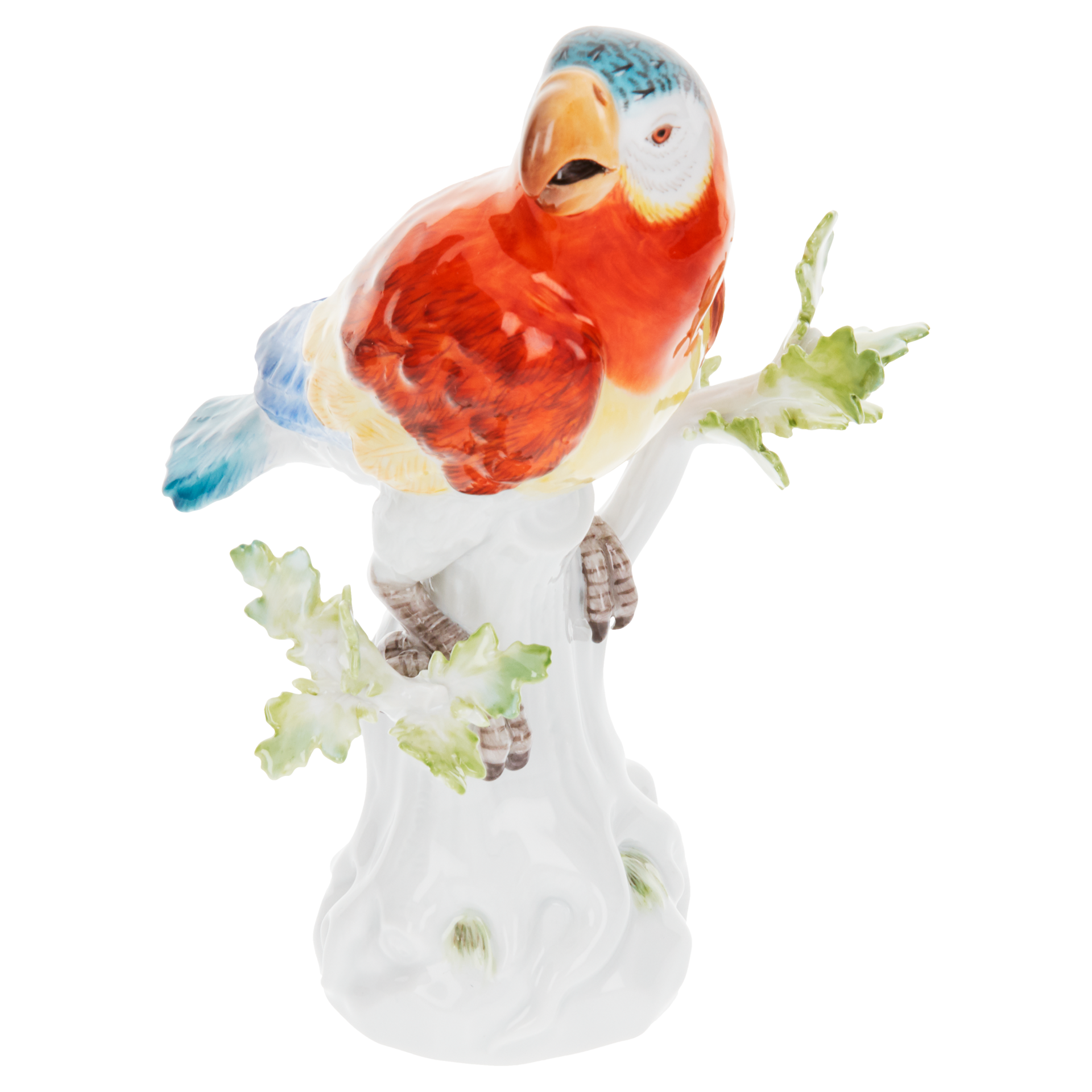 Einzelfigur Papagei, Bunt staffiert, H 16 cm | Meissen Figuren Individuell