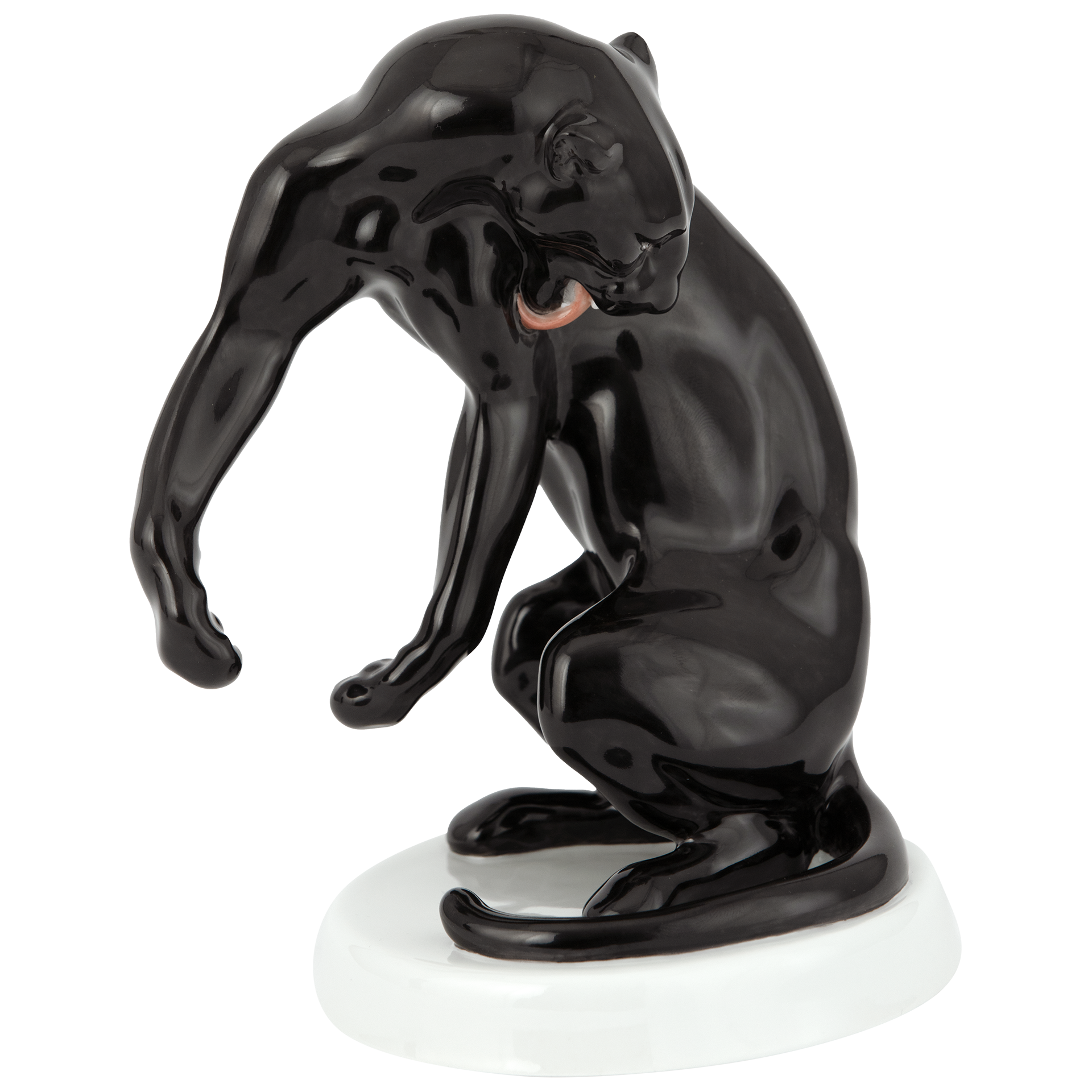 Einzelfigur Panther schwarz staffiert, H 17 cm | Meissen Figuren Individuell