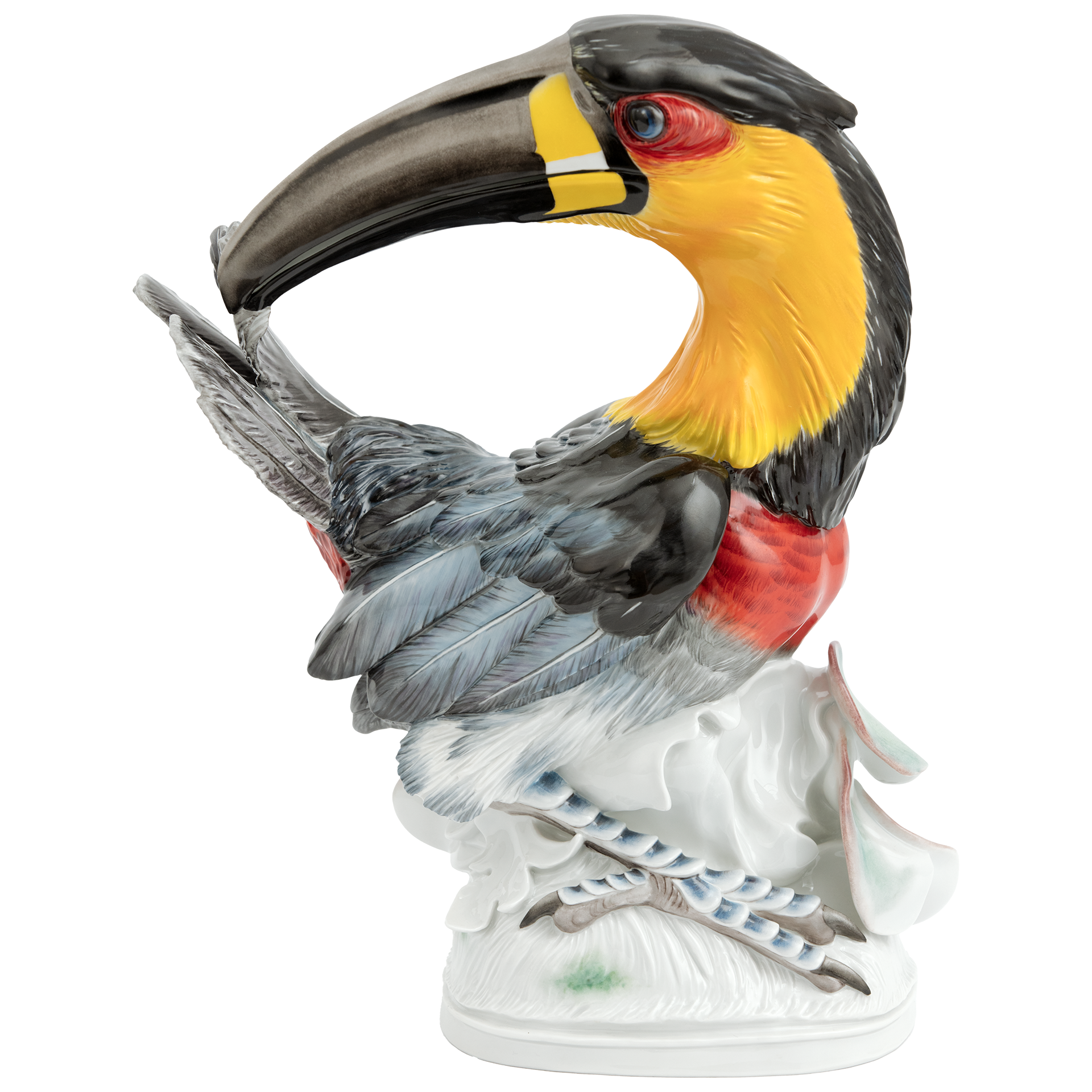 Einzelfigur Tukan schwarz-gelb, H 32 cm | Meissen Figuren Individuell