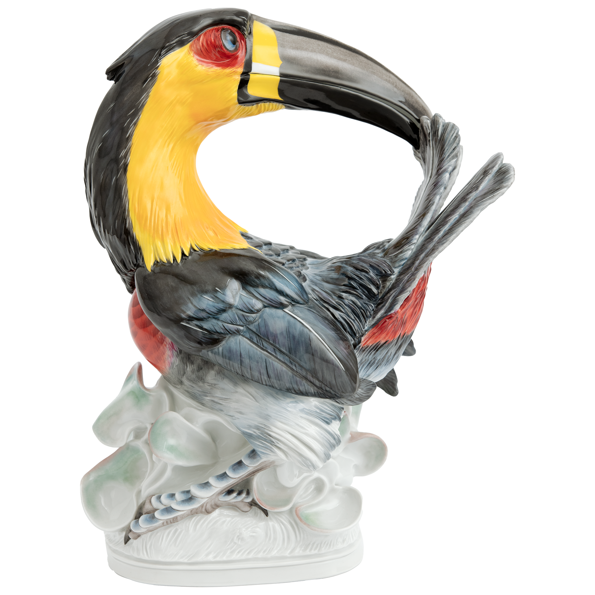 Einzelfigur Tukan schwarz-gelb, H 32 cm | Meissen Figuren Individuell