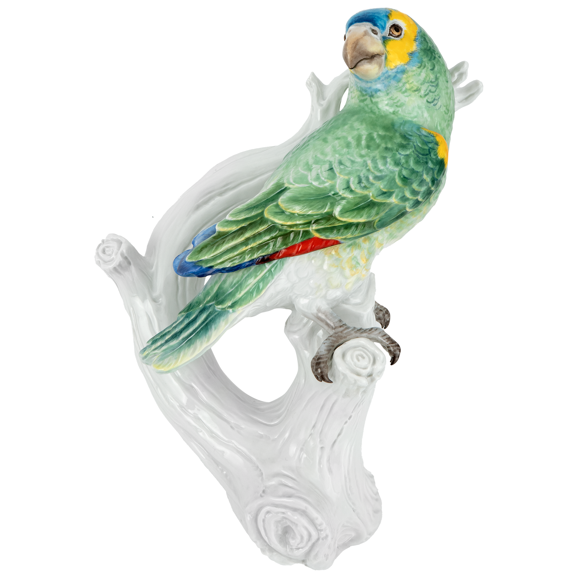 Einzelfigur Papagei rechts blickend Inglasur- und Aufglasurmalerei H 25 cm | Meissen Figuren Individuell