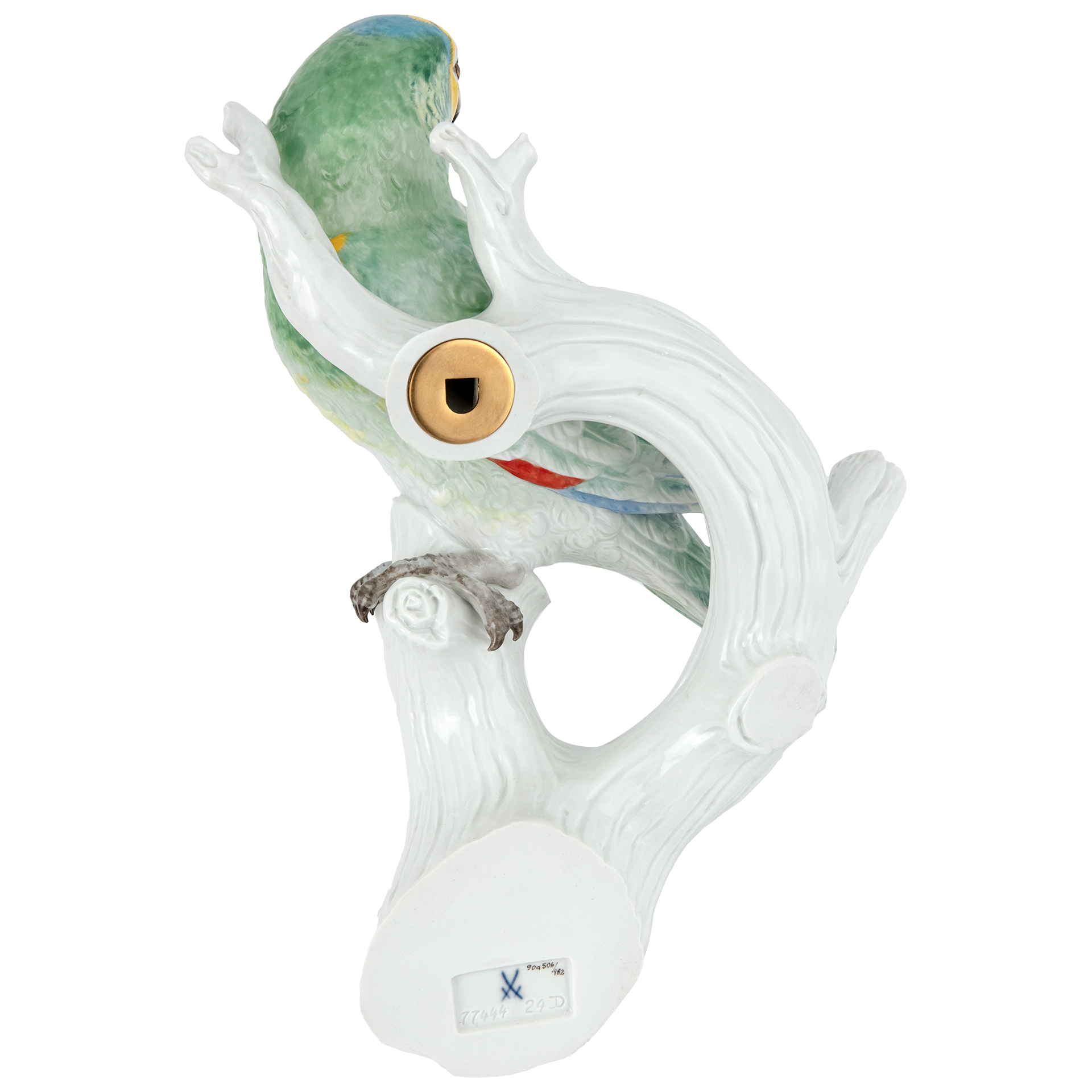 Einzelfigur Papagei rechts blickend Inglasur- und Aufglasurmalerei H 25 cm | Meissen Figuren Individuell