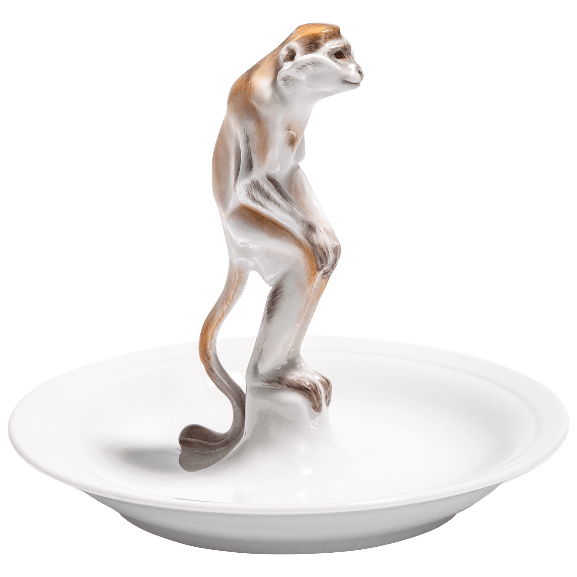 Affe Meerkatze auf Schale, H 13 cm | Meissen Porzellan 900174 - 78897 - Meissen Weimar