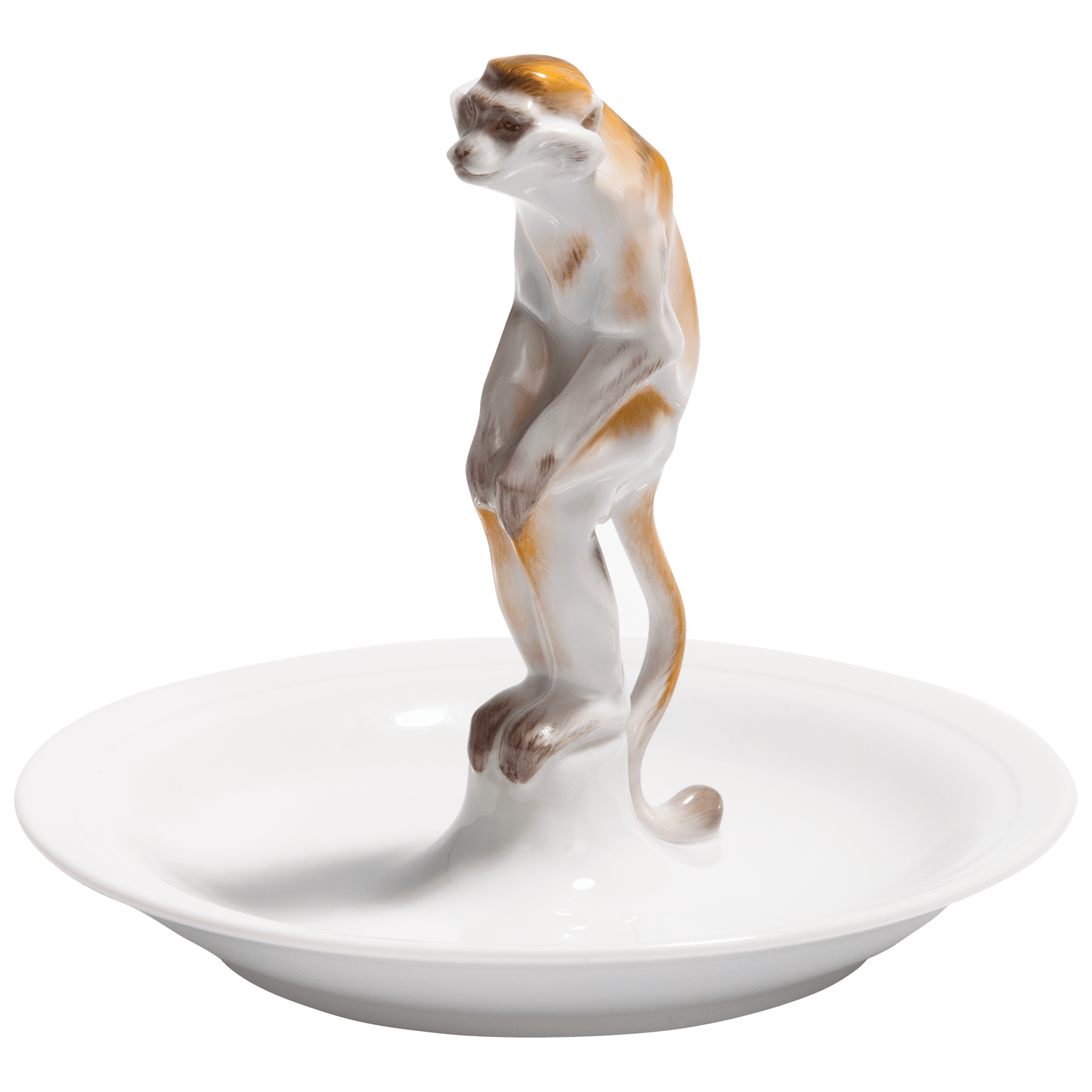 Affe Meerkatze auf Schale, H 13 cm | Meissen Porzellan 900174 - 78897 - Meissen Weimar