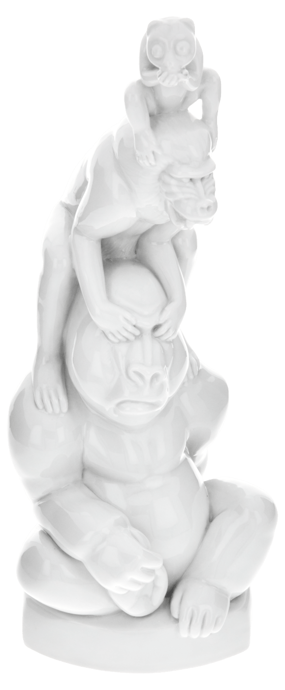 Affengruppe Drei Affen, klein, Weiß, H 22 cm | Meissen Einzelplastik 000001 - 78328 - Meissen Weimar