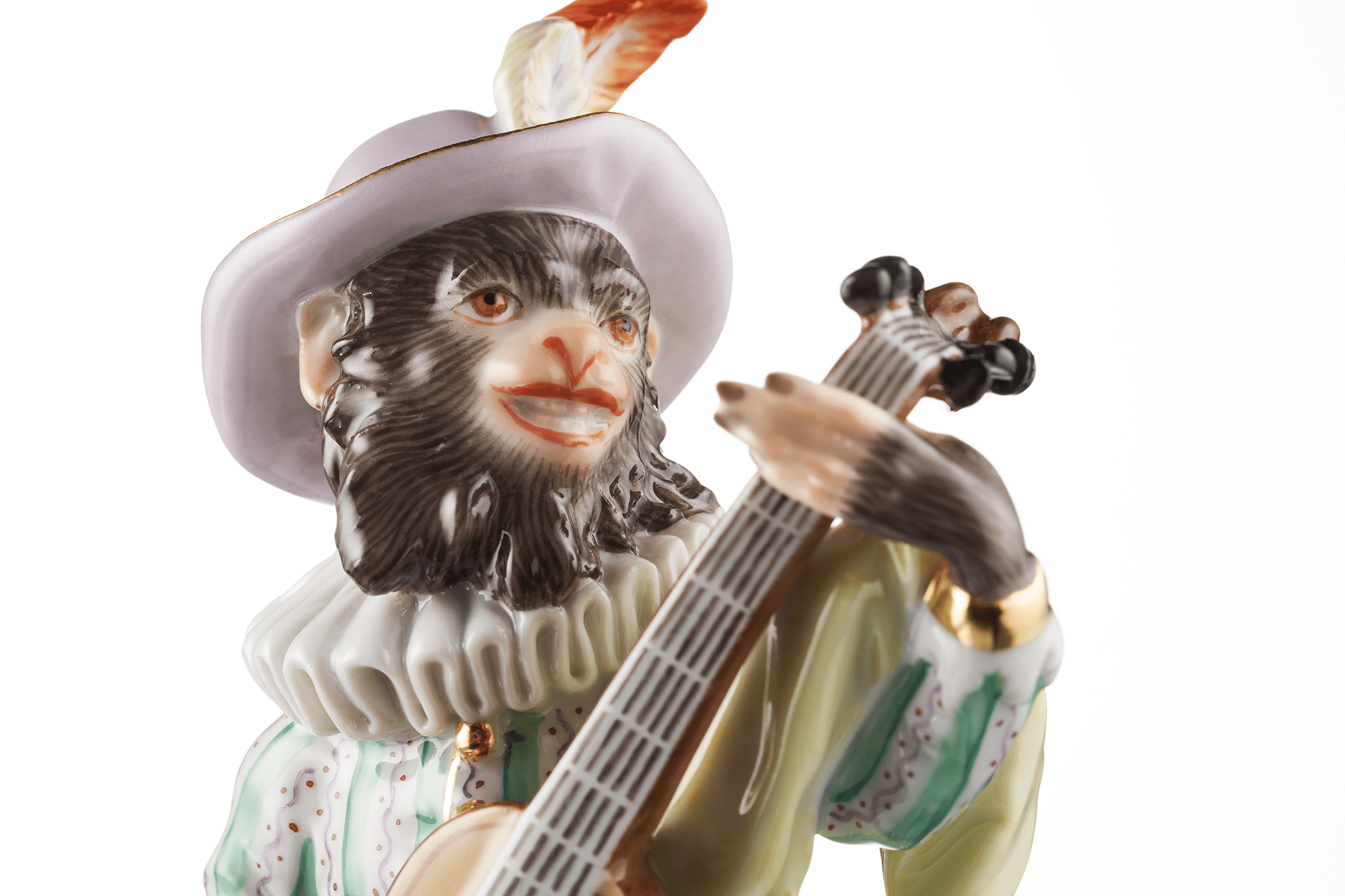 Affenkapelle Gitarrist Figur, Mehrfarbig, H 15 cm | Meissen Figuren - Edition Affenkapelle 90c300 - 60017 - Meissen Weimar
