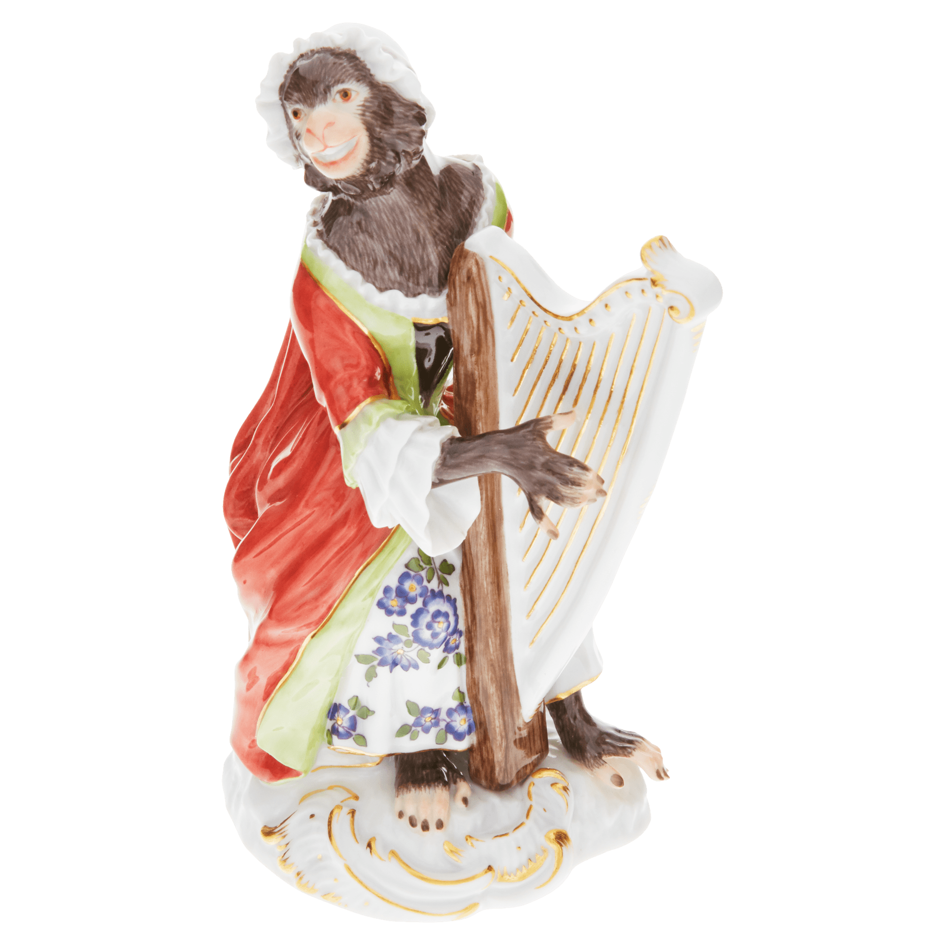 Affenkapelle Harfenistin, H 12 cm | Meissen Porzellan 90C300 - 60021 - Meissen Weimar