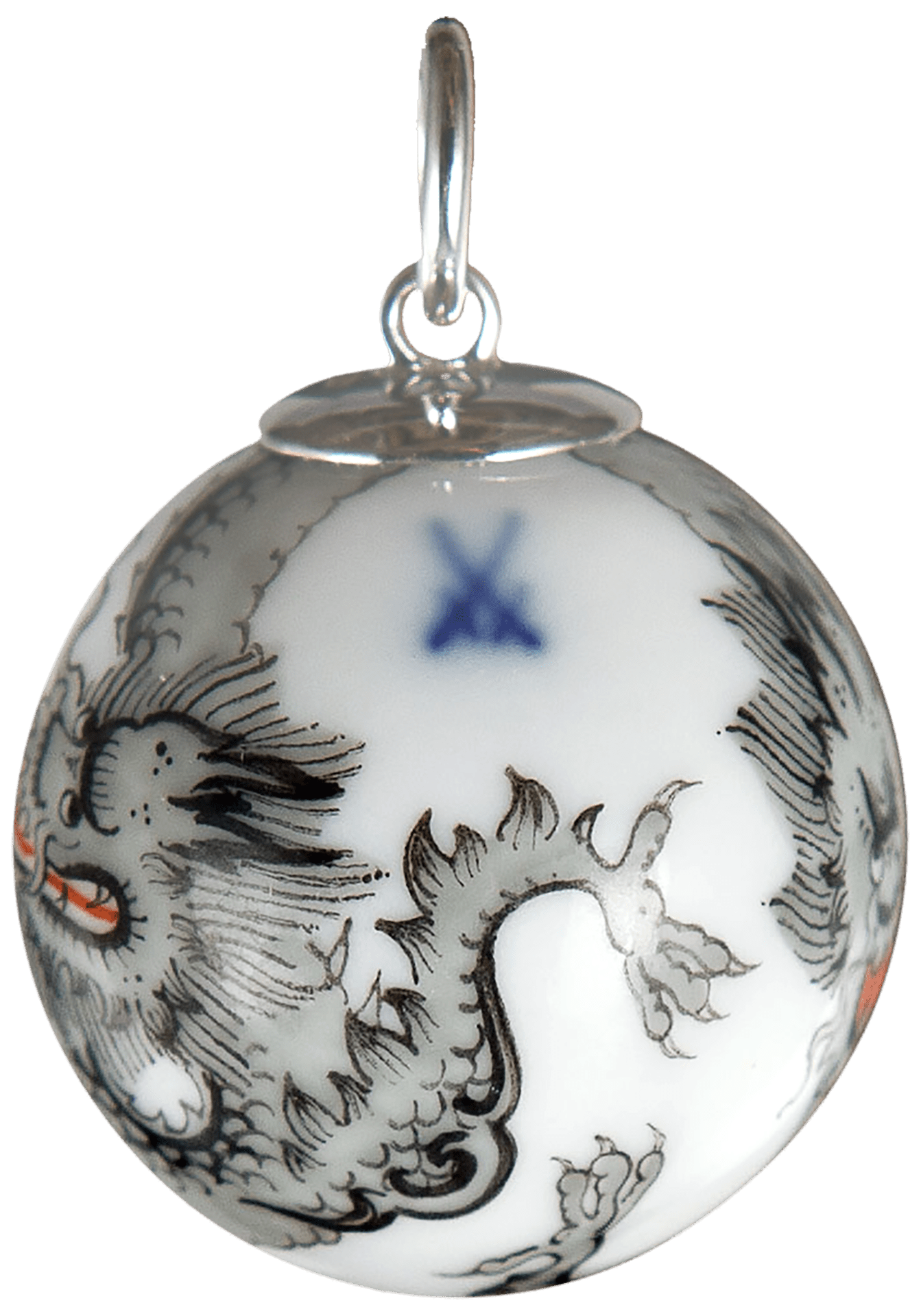 Anhänger Boule 3 Ming - Drachen Weiß, Ø 2,2 cm | Meissen Porzellananhänger 97c000-55m33 - Meissen Weimar