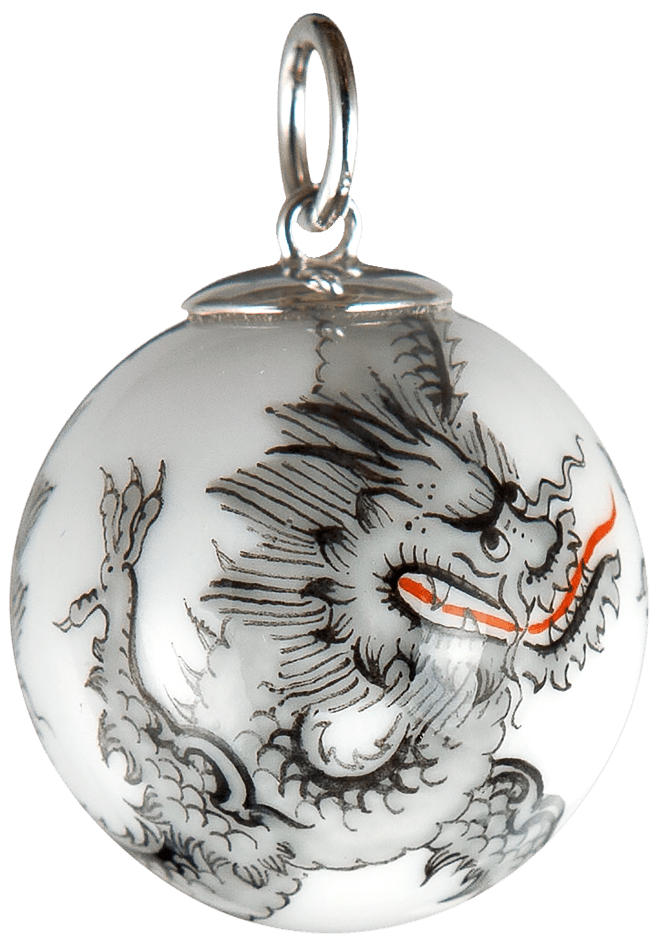 Anhänger Boule 3 Ming - Drachen Weiß, Ø 2,2 cm | Meissen Porzellananhänger 97c000-55m33 - Meissen Weimar