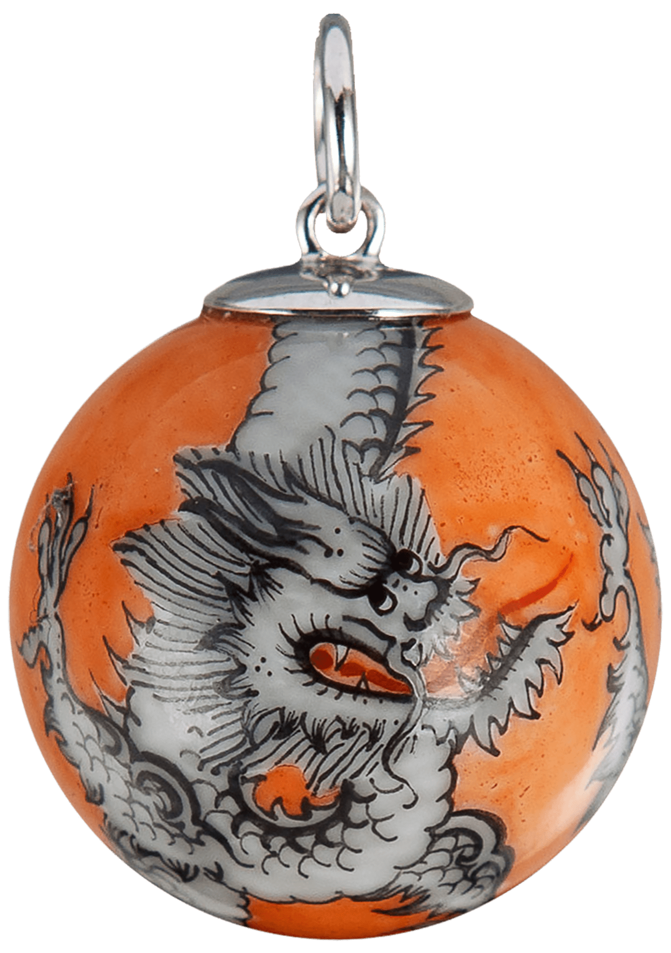Anhänger "Boule" 3 Mingdrachen schwarz verschlungen, roter Hintergrund, Ø 2,2 cm | Meissen Anhänger MPJ20HSB0211 - Meissen Weimar