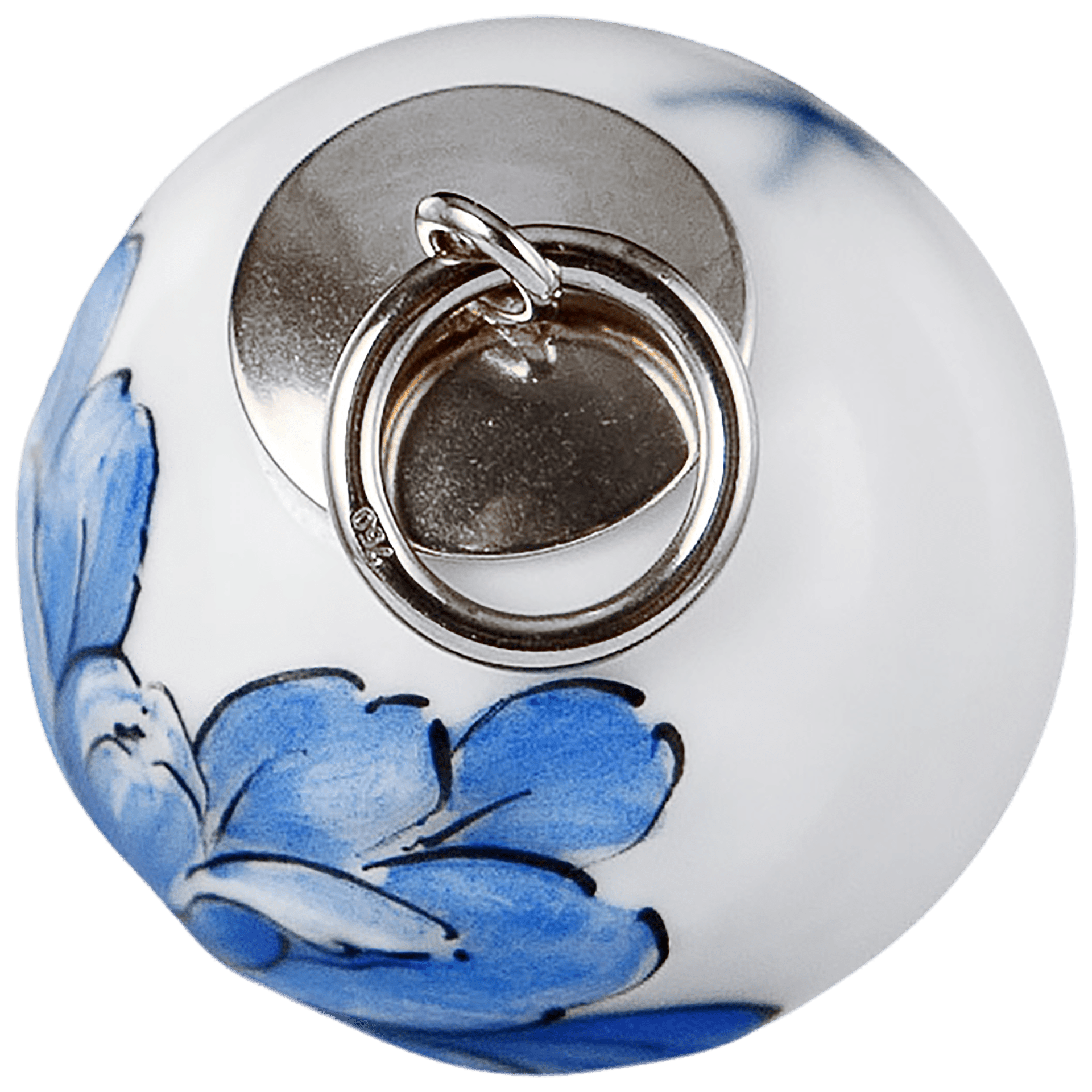 Anhänger "Boule" Tuberose Relief in Blau, Ø 1,9 cm | Meissen Exklusivschmuck MPJ20TR04600 - Meissen Weimar