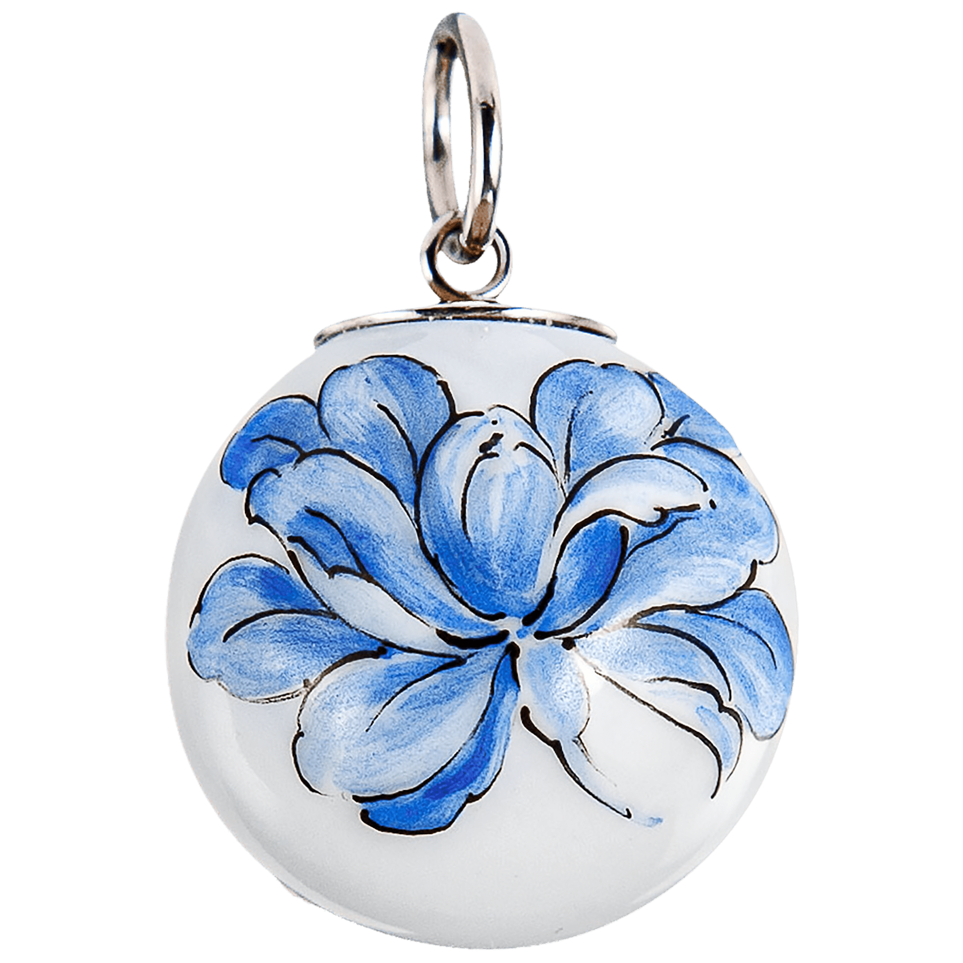 Anhänger "Boule" Tuberose Relief in Blau, Ø 1,9 cm | Meissen Exklusivschmuck MPJ20TR04600 - Meissen Weimar