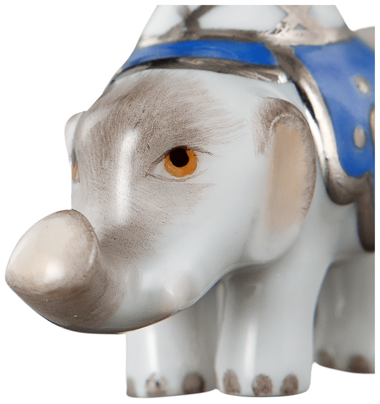 Anhänger Elefant Decke Blau, H 3,4 cm | Meissen Porzellananhänger 90a297 - 78m25 - Meissen Weimar