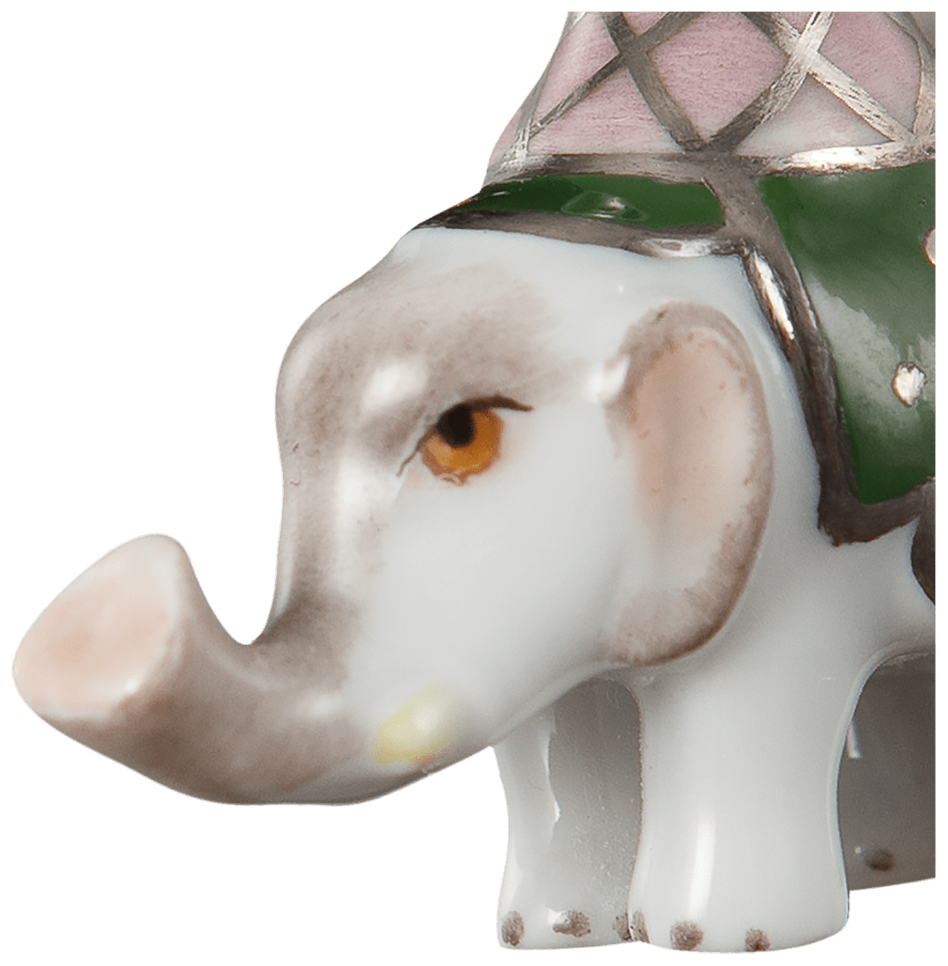 Anhänger Elefant Decke Grün, H 3,4 cm | Meissen Porzellananhänger 90a298 - 78m25 - Meissen Weimar