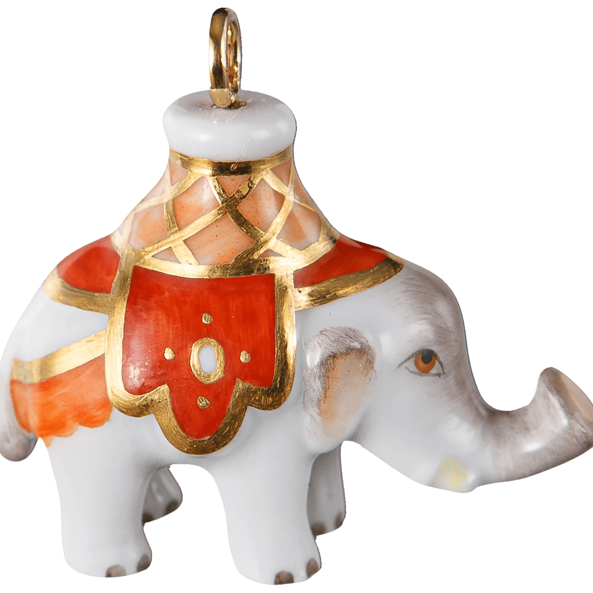 Anhänger Elefant Decke Rot, H 3,4 cm | Meissen Miniaturen 90A296 - 78M08 - Meissen Weimar