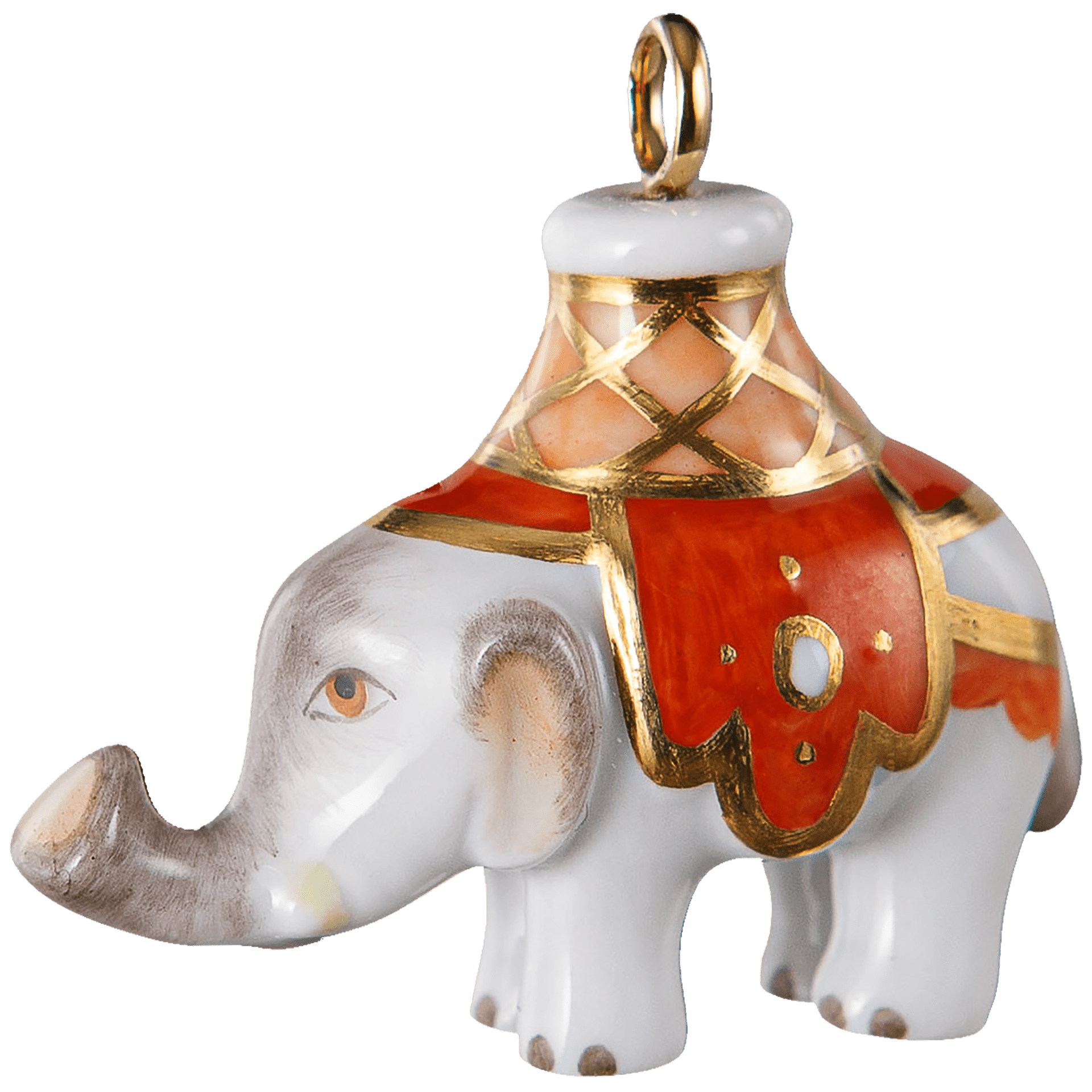 Anhänger Elefant Decke Rot, H 3,4 cm | Meissen Miniaturen 90A296 - 78M08 - Meissen Weimar