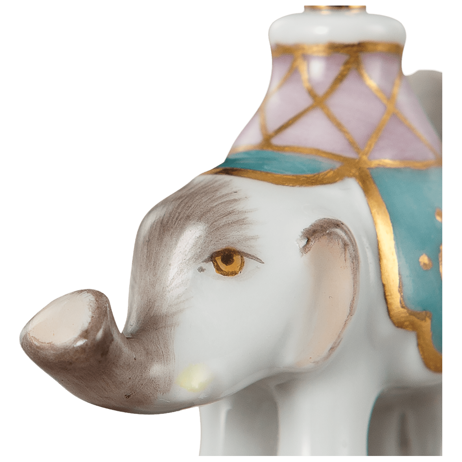 Anhänger Elefant Decke Türkis, H 3,4 cm | Baumschmuck Transparent 900300 - 78M08 - Meissen Weimar