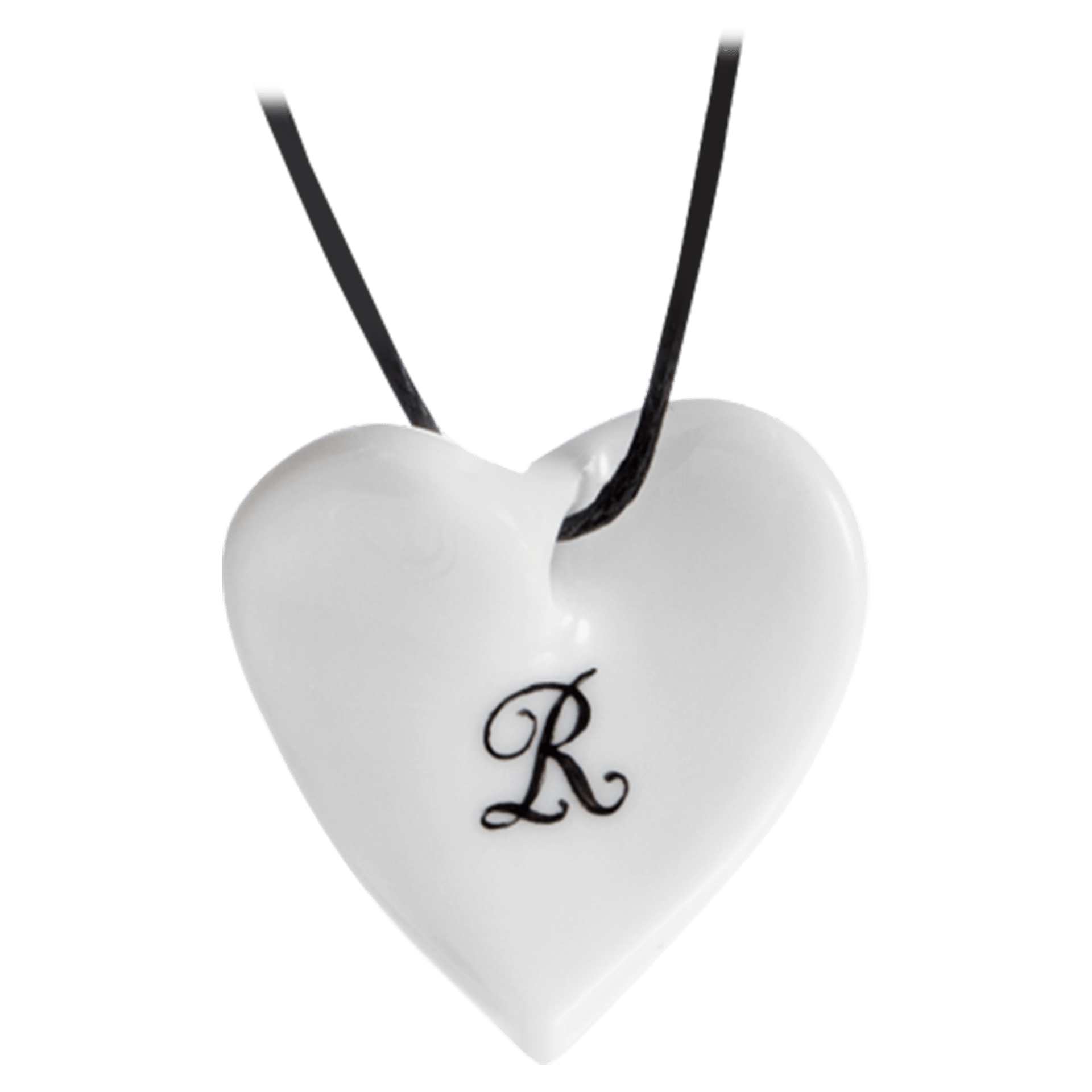 Anhänger "Geschwungenes Herz" mit Monogramm, Schwarz, H 2,5 cm | Meissen Porzellananhänger 97b304-71000 - Meissen Weimar