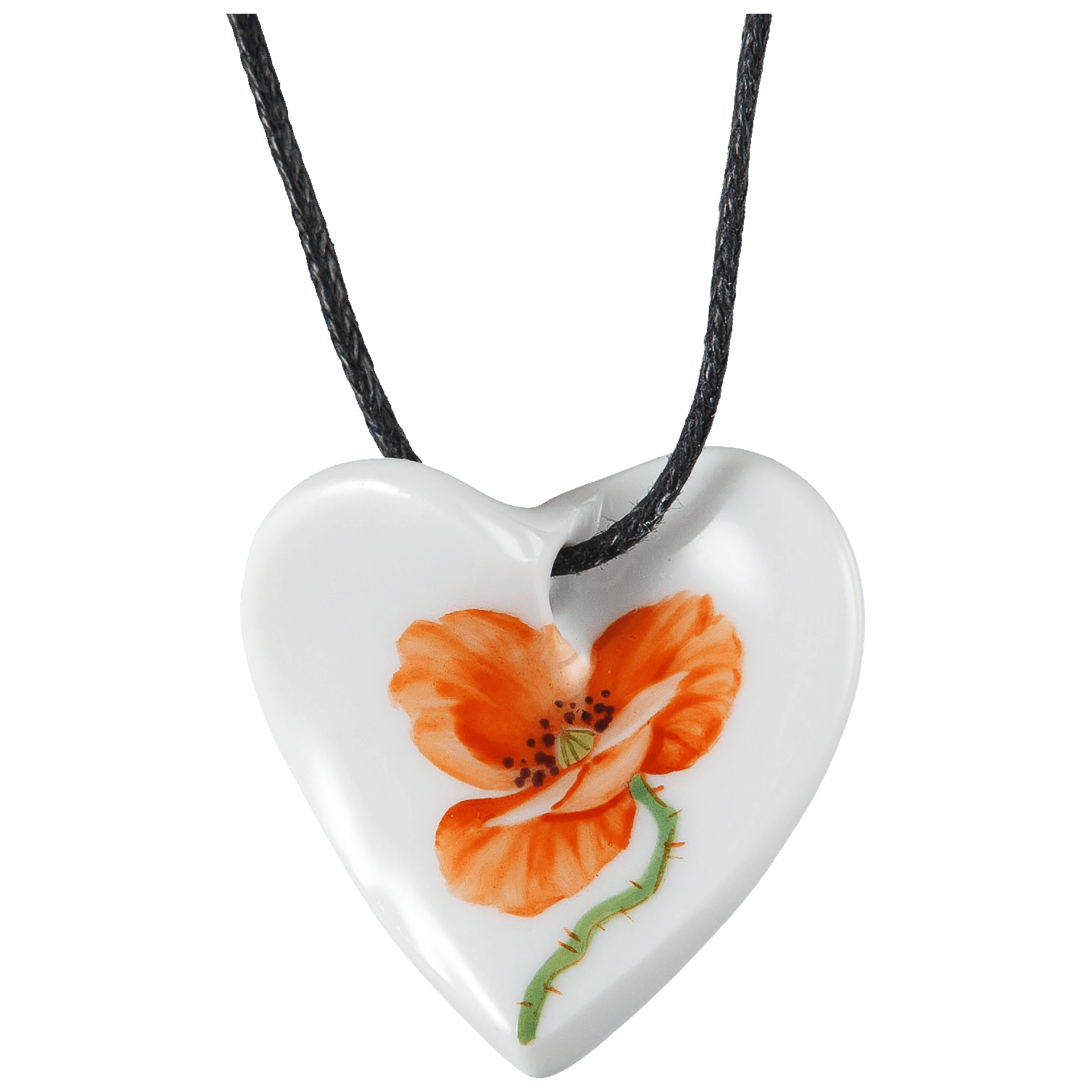 Anhänger "Geschwungenes Herz", Wilder Mohn, rot, 2,5 x 2,5 cm | Meissen Geschenke - Kollektion MPJ20HES2078 - Meissen Weimar