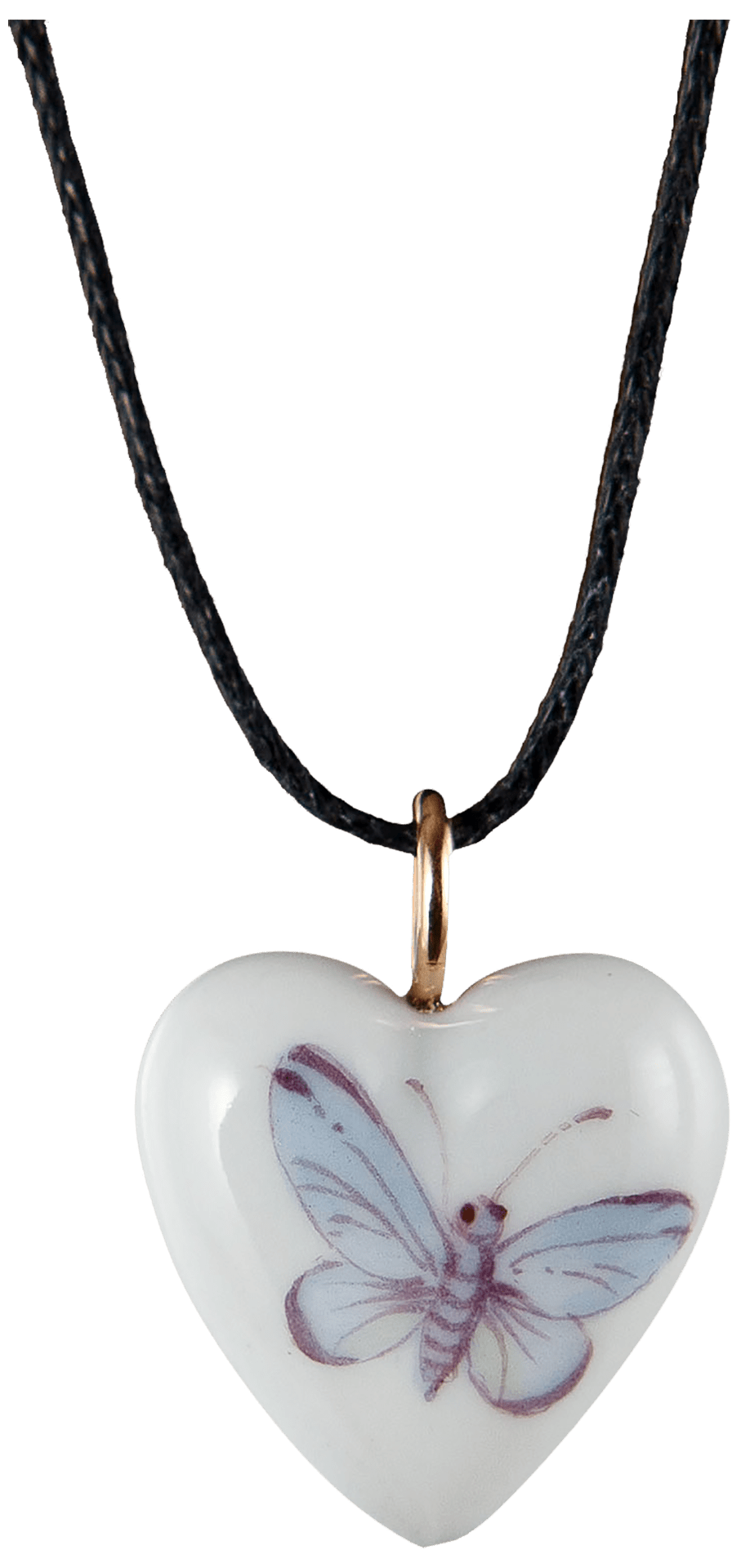 Anhänger Herz, Blauer Schmetterling, H 2,2 cm | Meissen Porzellananhänger 25a047-71m04 - Meissen Weimar