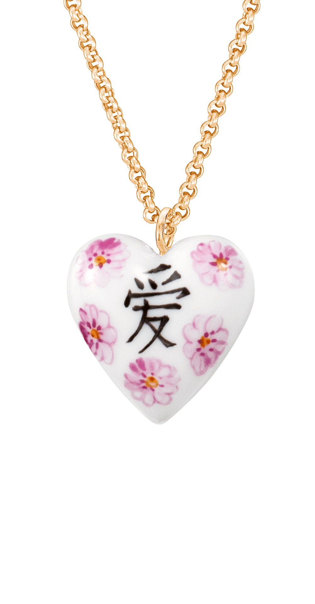 Anhänger 'Herz Größe L', Japanisches Schriftzeichen mit Kirschblüten, 2,4 x 2 cm | Meissen Jewellery Anhänger MPJ20HED3372 - Meissen Weimar