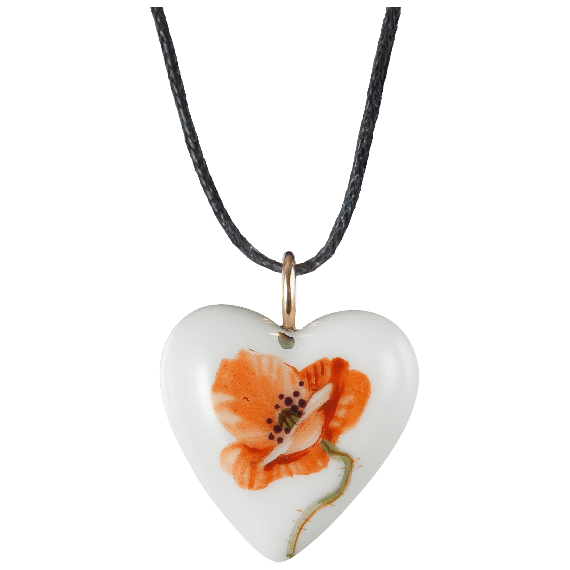 Anhänger "Herz Größe L", Wilder Mohn, rot, 2,4 x 2 cm | Meissen Jewellery MPJ20HED3378 - Meissen Weimar