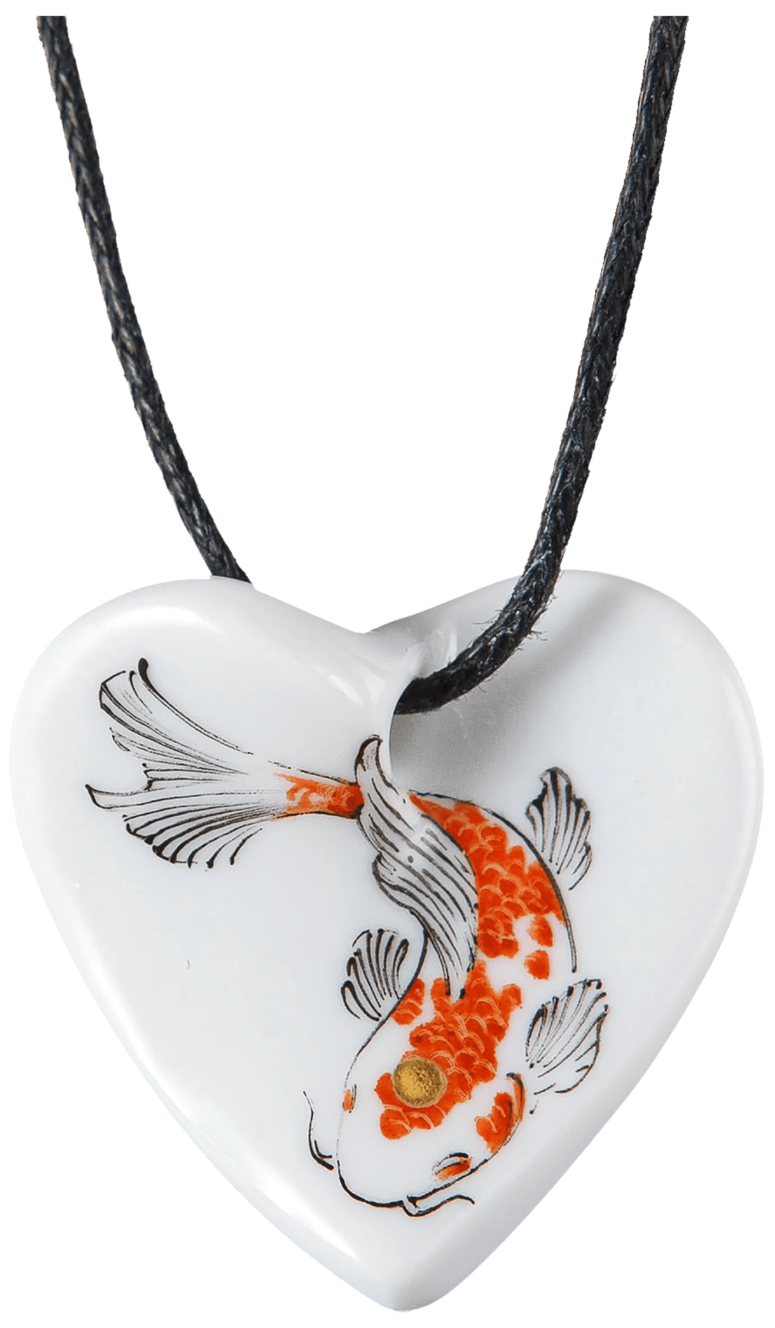 Anhänger Herz in Schwung, Stilisierter Koi, bunt und gold, 2,5 x 2,5 cm | Meissen Herz Collection 69A024 - 71000 - Meissen Weimar