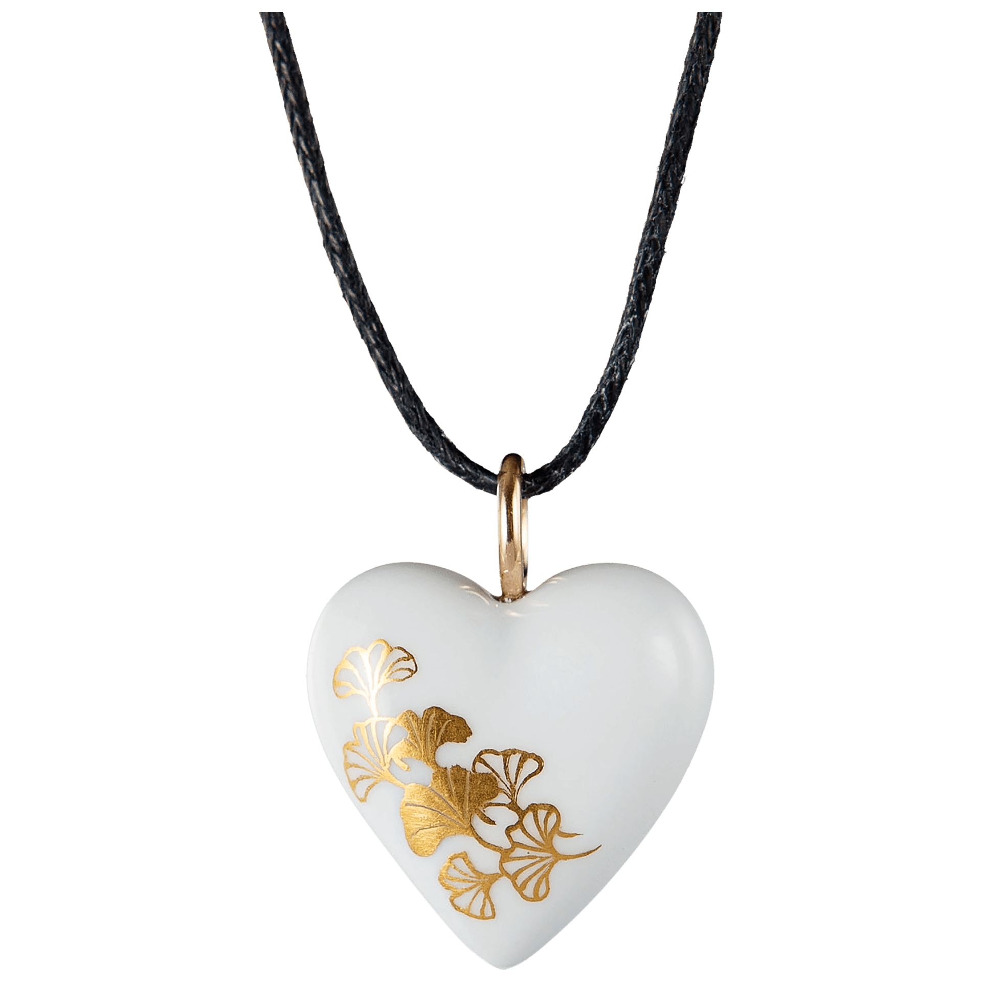 Anhänger Herz mittel, Ginkgo Blätter,gold, 2,2 x 1,8 cm | Meissen Anhänger Roségold 71A178 - 71M04 - Meissen Weimar