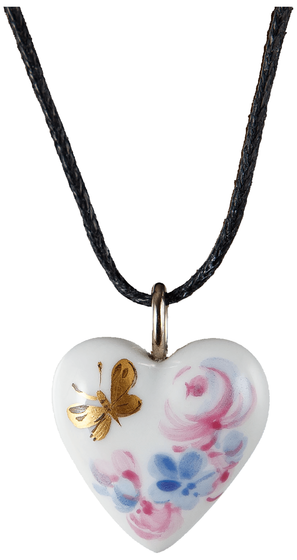 Anhänger Herz, Schmetterlingswiese, H 2.2 cm | Meissen Porzellananhänger 61a149-71m03 - Meissen Weimar