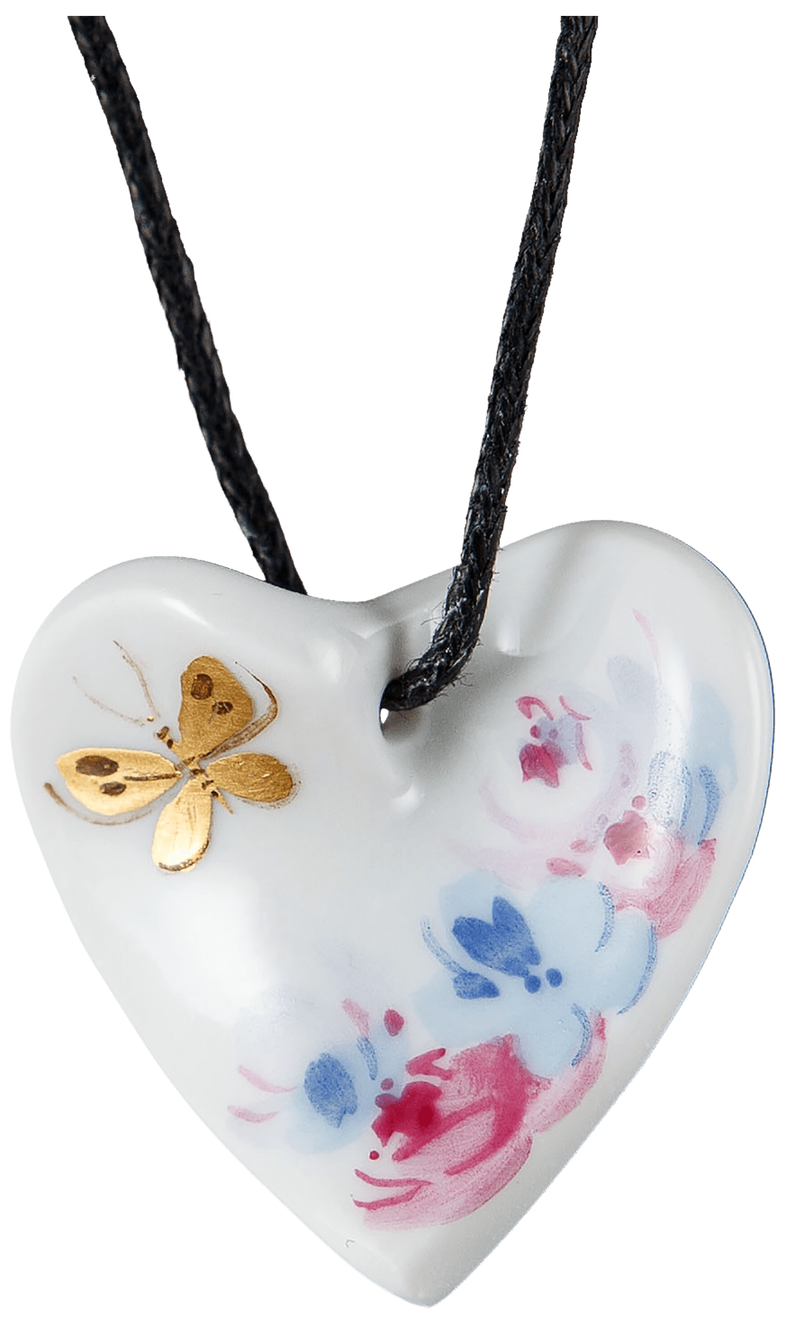 Anhänger Herz Schmetterlingswiese, H 2,5 cm | Meissen Porzellananhänger 61a149-71000 - Meissen Weimar