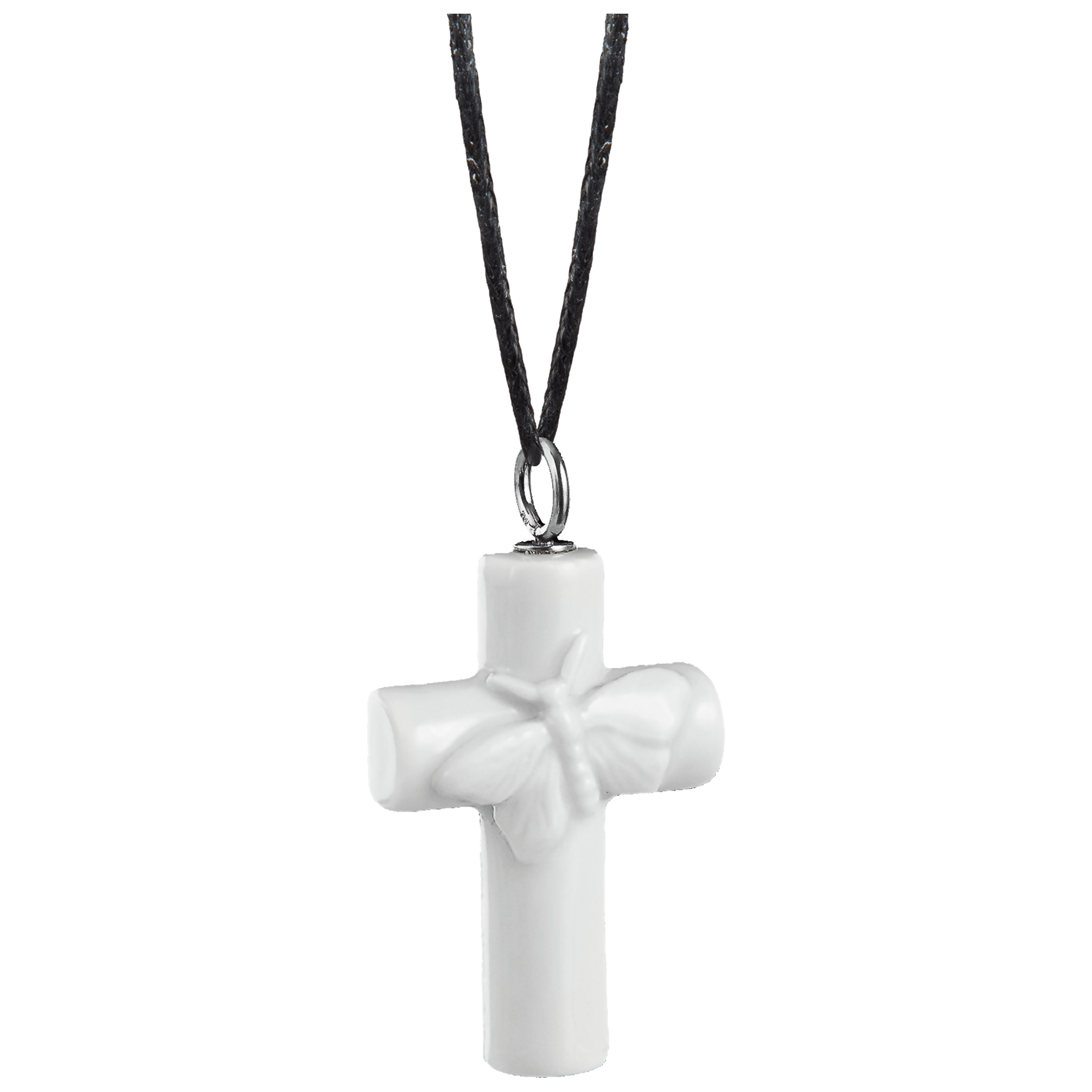 Anhänger Kreuz Schmetterling in Weiß, 750 Weißgold | Meissen Schmuck - Kollektion MPJ20KRB0221 - Meissen Weimar