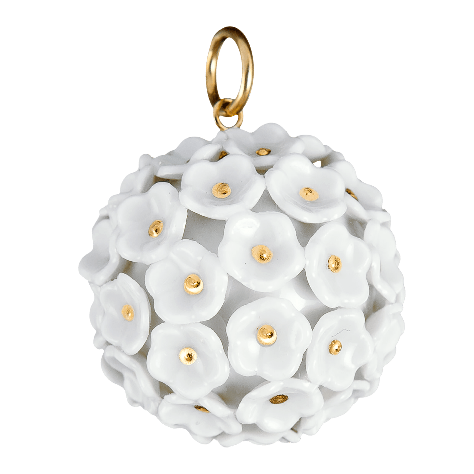 Anhänger Schneeballblüten - Boule Weiß mit Gold Ø 2,8 cm | Meissen Royal Blossom Collection 90a307-55m08 - Meissen Weimar