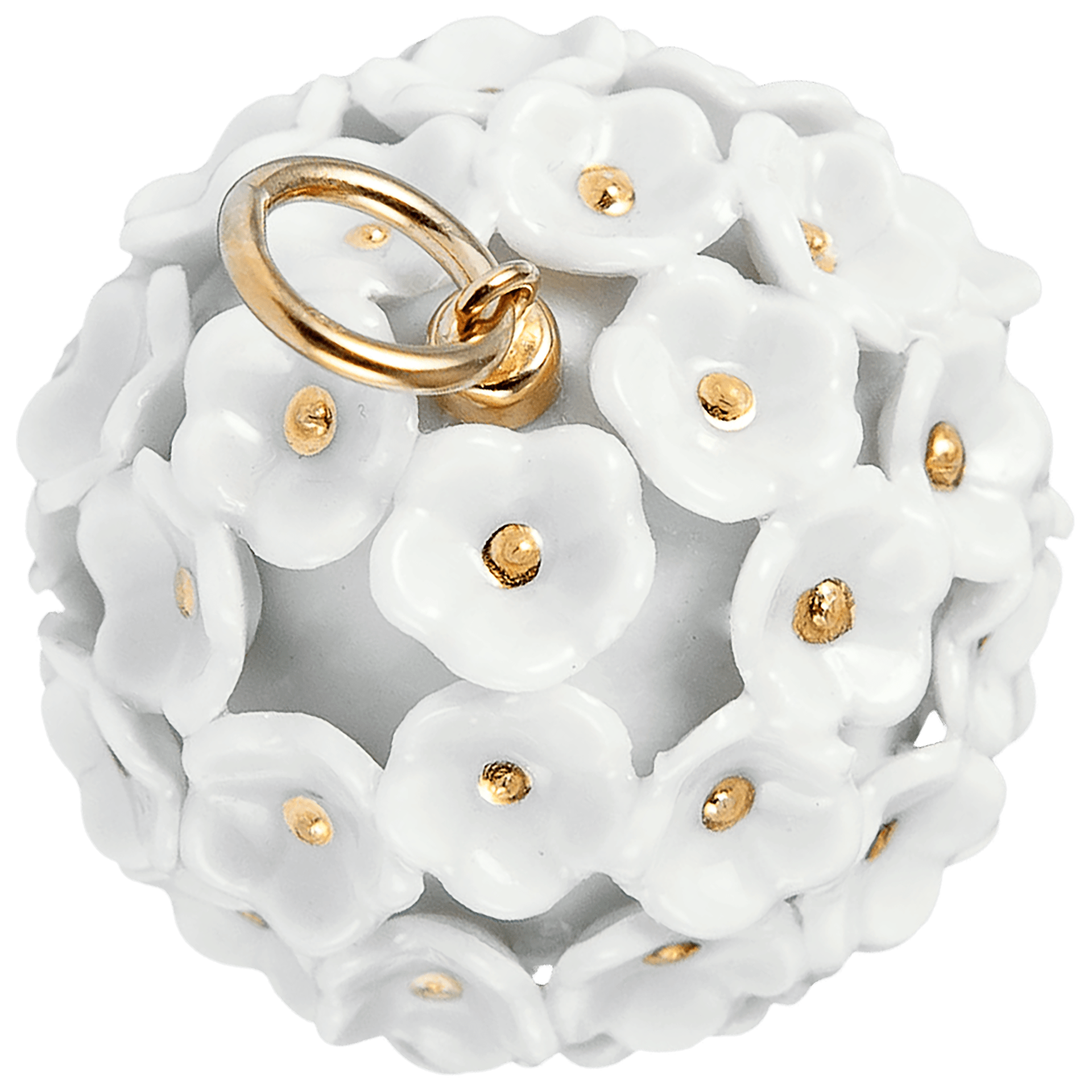 Anhänger, Schneeballblüten klein, Blütenstempel Gold staffiert, Ø 2 cm | 1739 Royal Blossom Boule 90A307-55N10 - Meissen Weimar