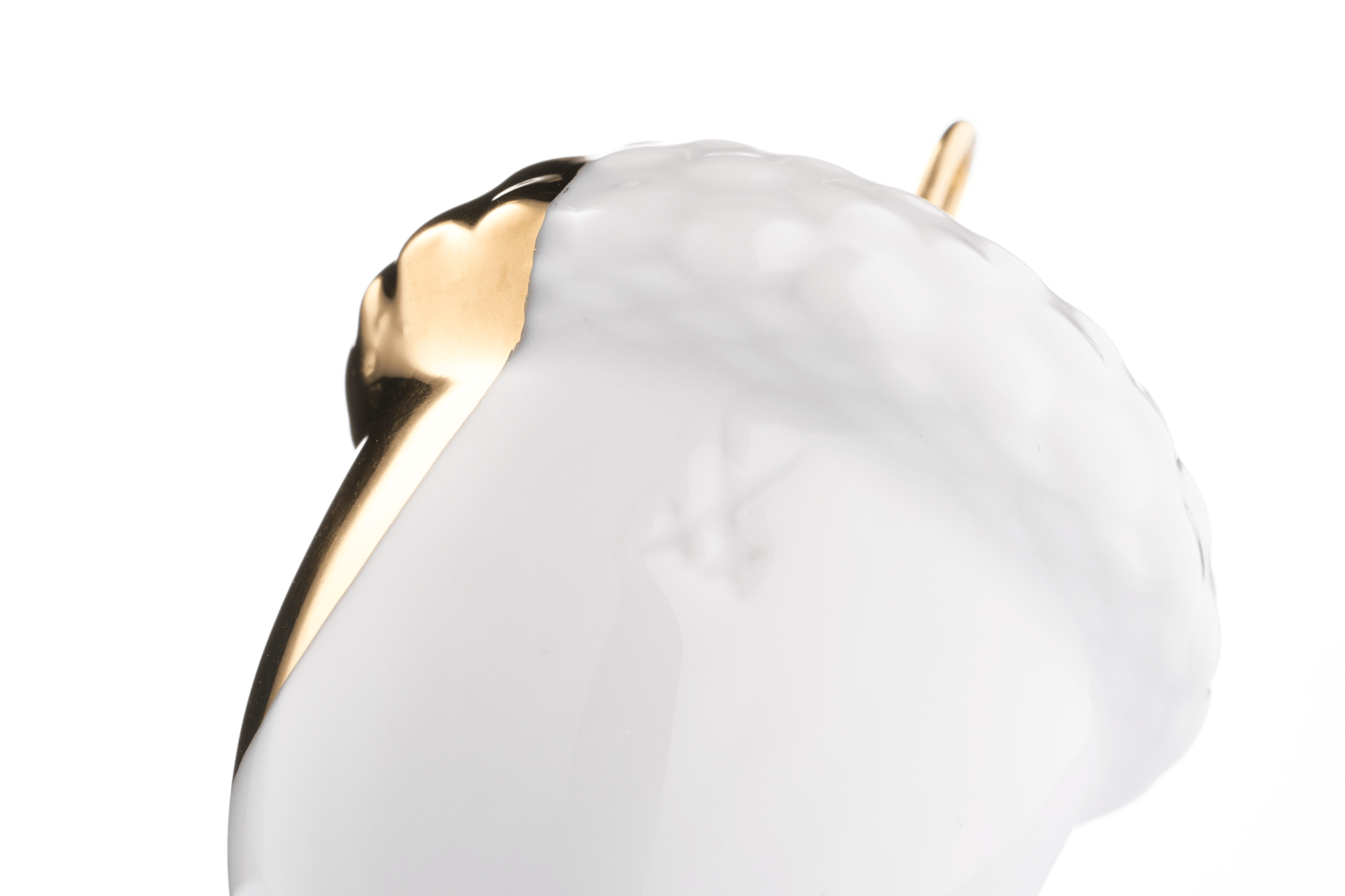 Baumschmuck Eichel Goldpunkt, H 4,4 cm | Meissen Zweigschmuck Kugel Kollektion 99a434 - 83m25 - Meissen Weimar