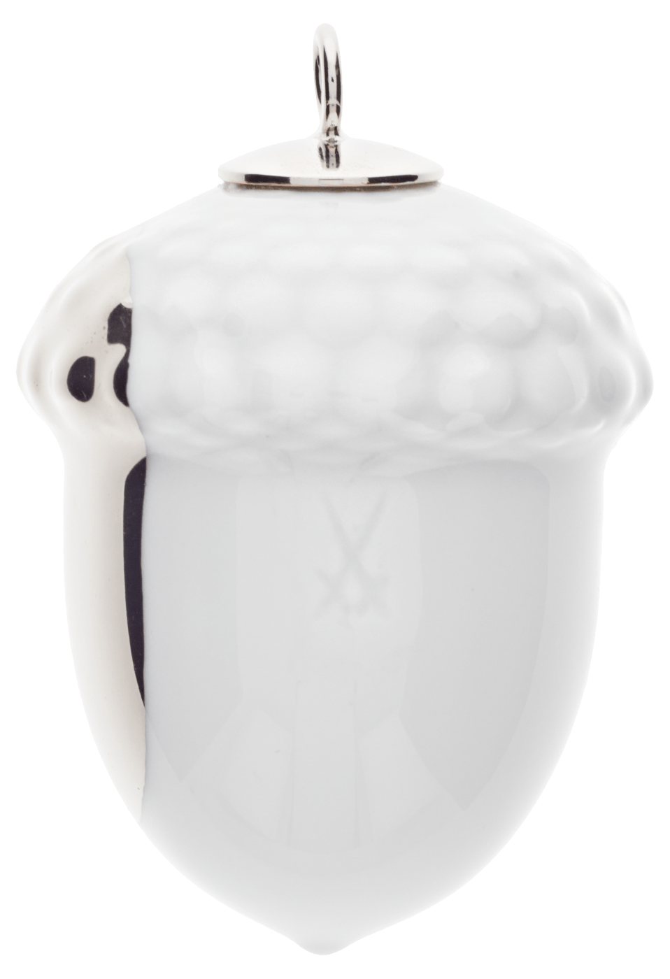 Baumschmuck Eichel, Platinpunkt, H 4,4 cm | Meissen Zweigschmuck Weihnachtskollektion 99A534 - 83M40 - Meissen Weimar
