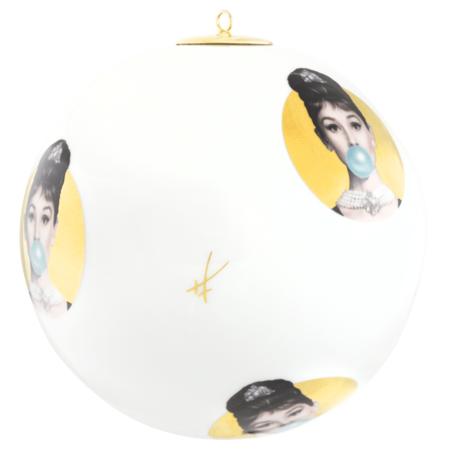 Baumschmuck Kugel by Michael Moebius, Audrey, gold, Ø 9 cm | Meissen Legends blowing Bubbles - Collection 79A994 - 55M91 - Meissen Weimar