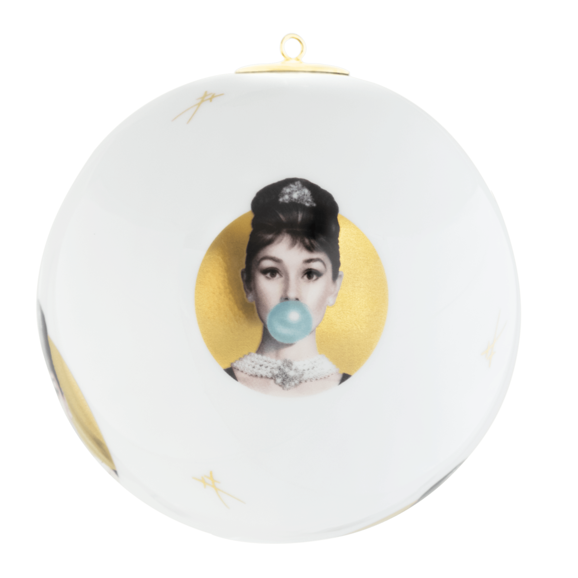 Baumschmuck Kugel by Michael Moebius, Audrey, gold, Ø 9 cm | Meissen Legends blowing Bubbles - Collection 79A994 - 55M91 - Meissen Weimar