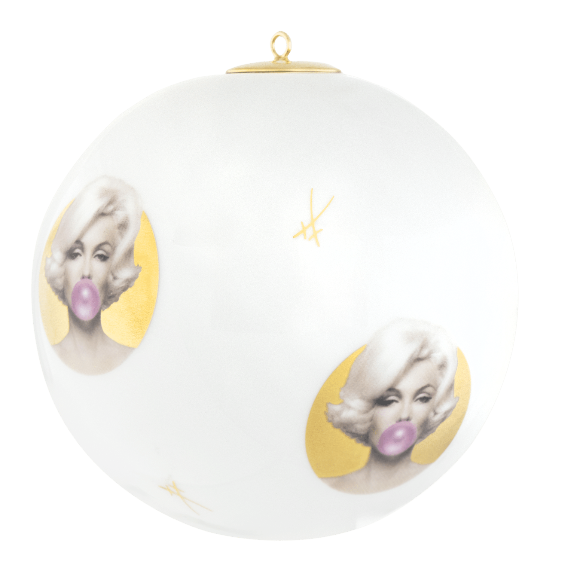Baumschmuck Kugel by Michael Moebius, Marylin, gold, Ø 9 cm | Meissen Legends blowing Bubbles - Collection 79A993 - 55M91 - Meissen Weimar