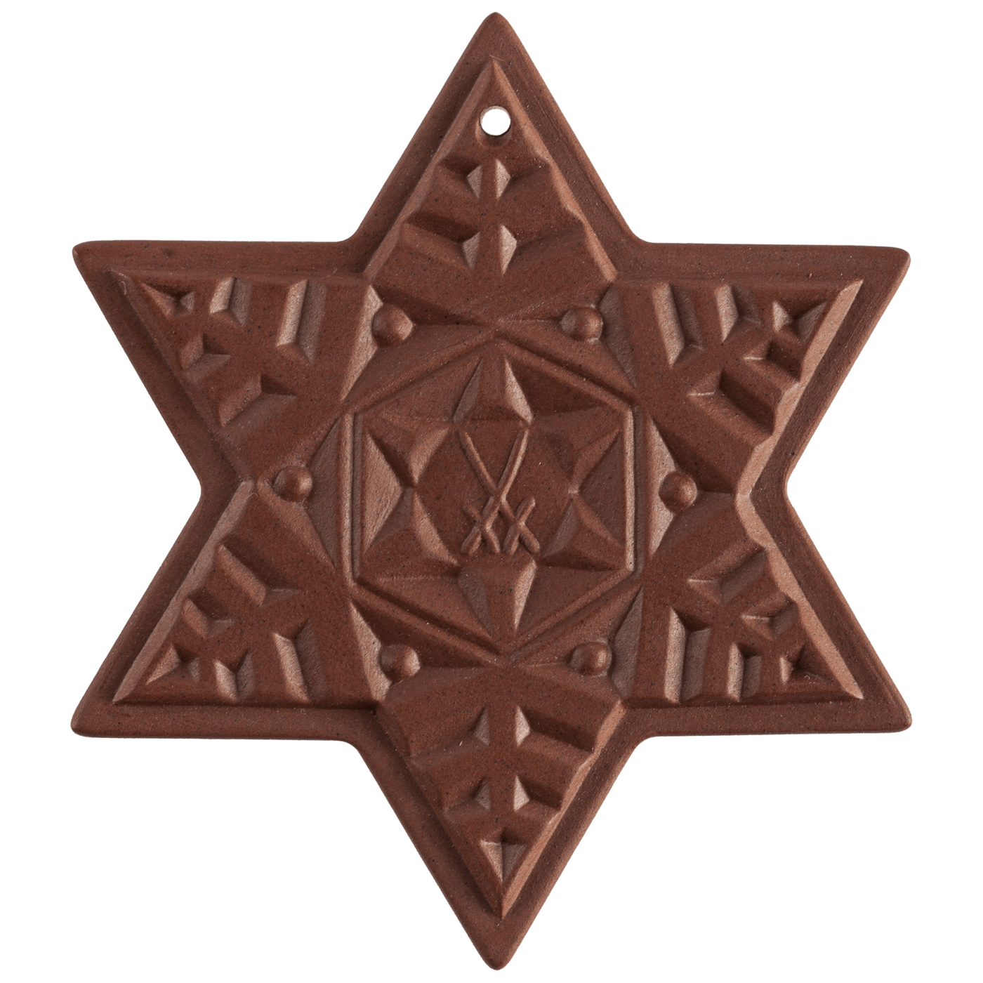 Baumschmuck Weihnachtsstern Schneeflocke, Medaillen, Böttgersteinzeug, H 4,3 cm 000004-98D43 - Meissen Weimar