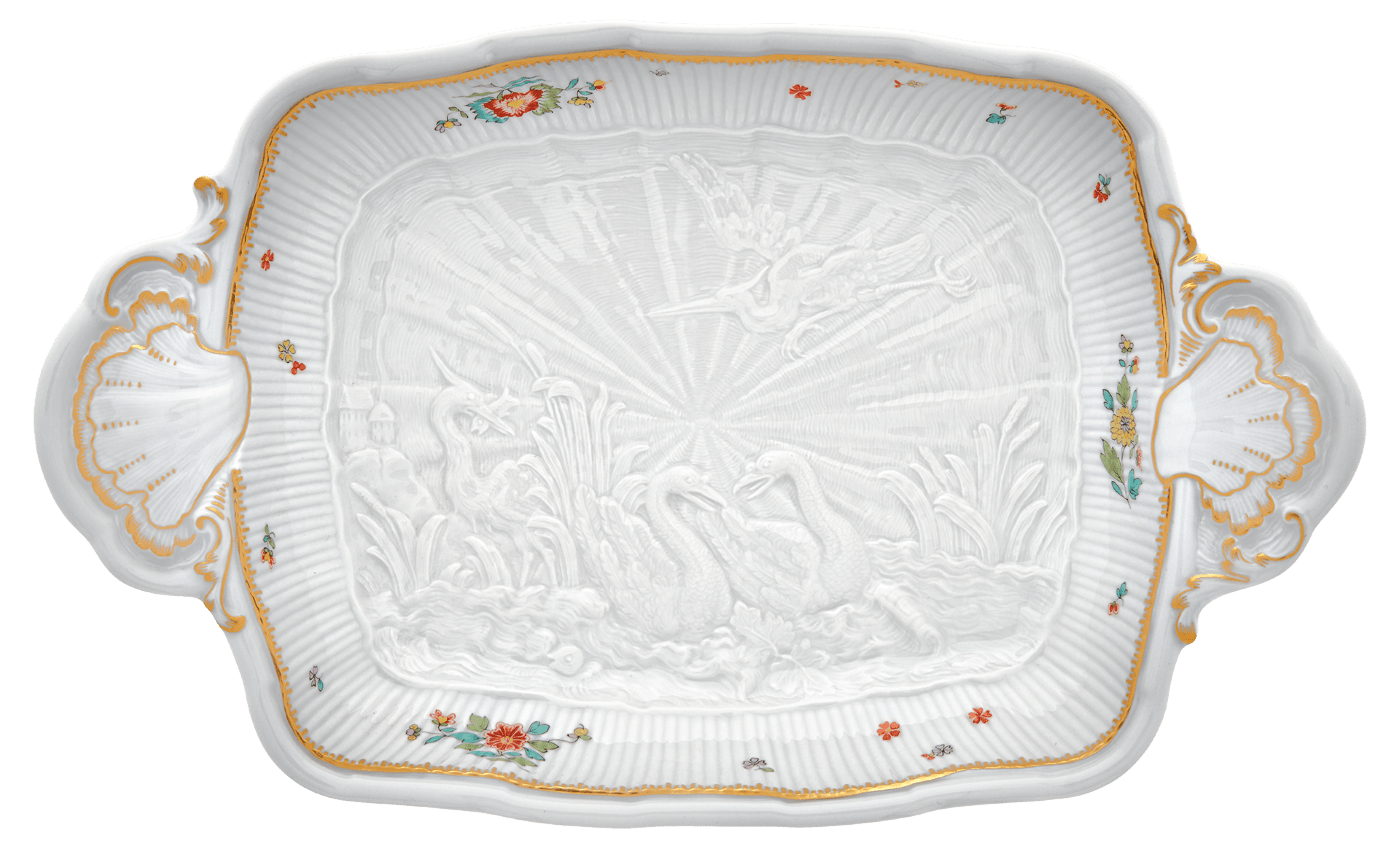 Beilagenschale Indische Blumenzweige L 32 cm | Meissen Schwanendessin 397152 - 05276 - Meissen Weimar