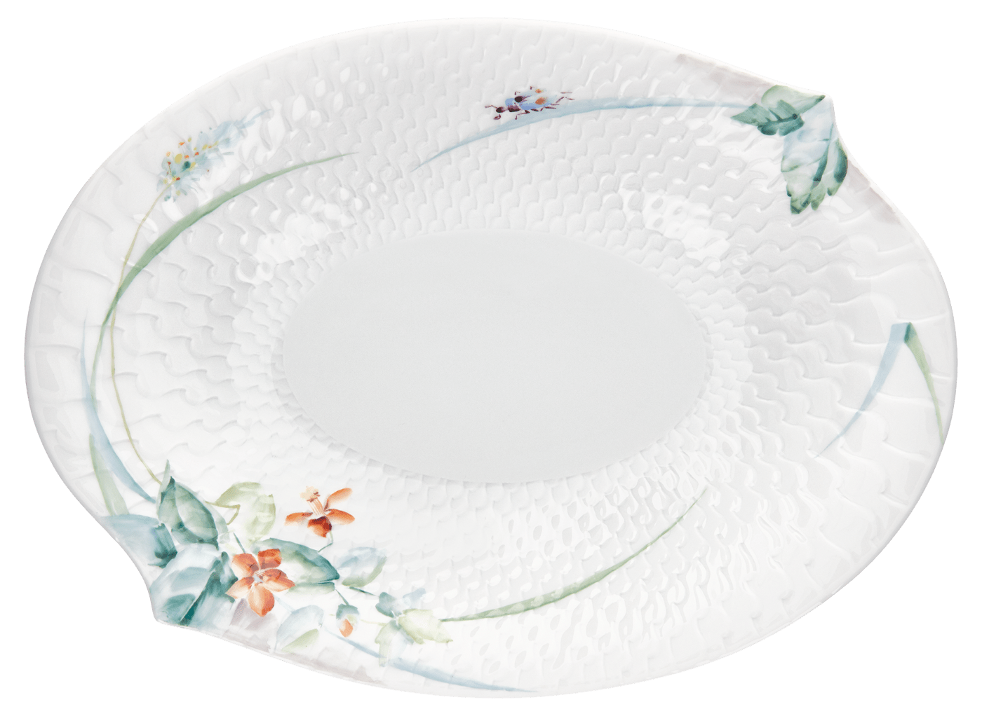 Beilagenschale, Waldflora, L 21,5 cm | Meissen Wellenspiel Relief 614501 - 29283 - Meissen Weimar