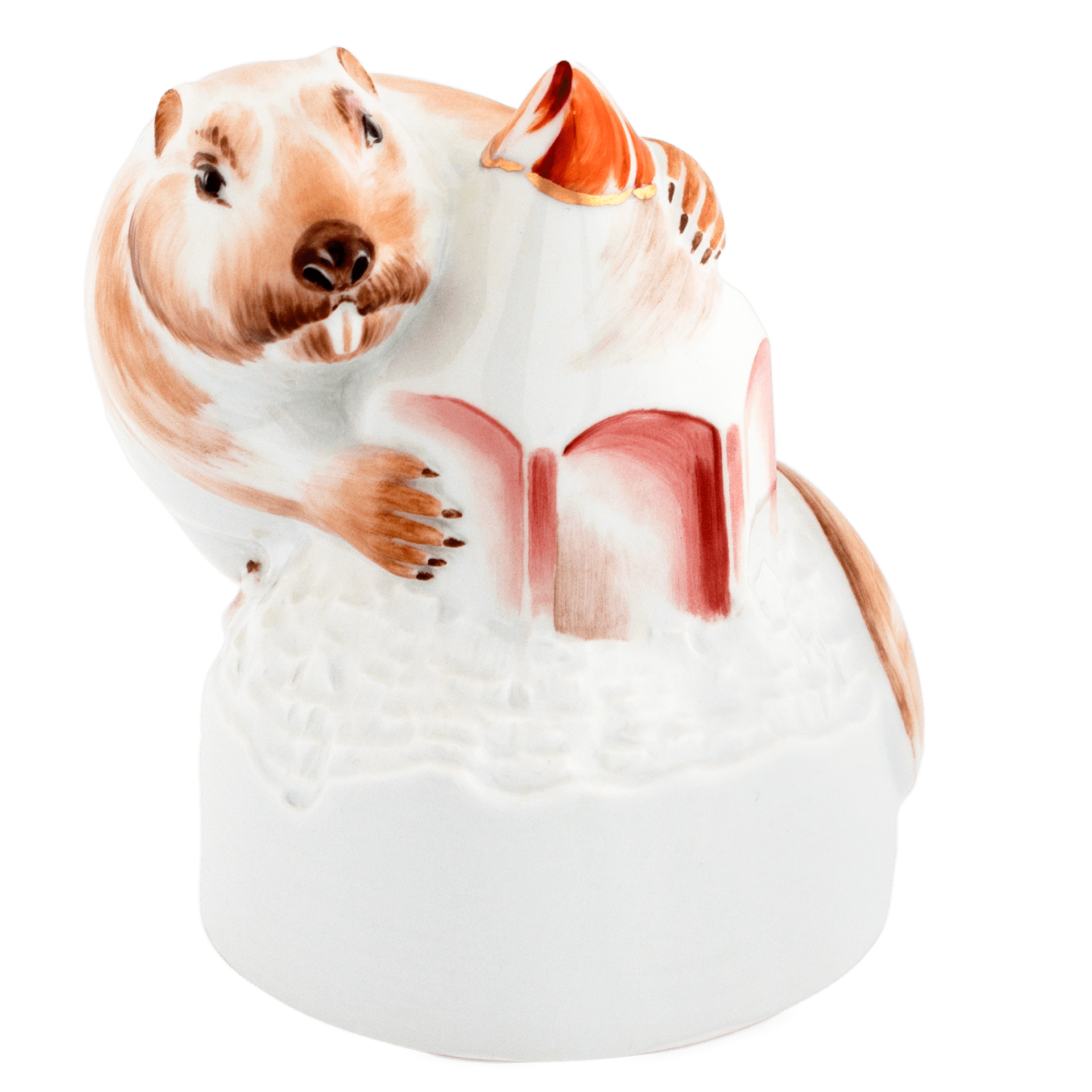 Biber "Spitzer", Bunt und gold staffiert, H 9,5 cm | Meissen Einzelplastik 900300-78A11 - Meissen Weimar